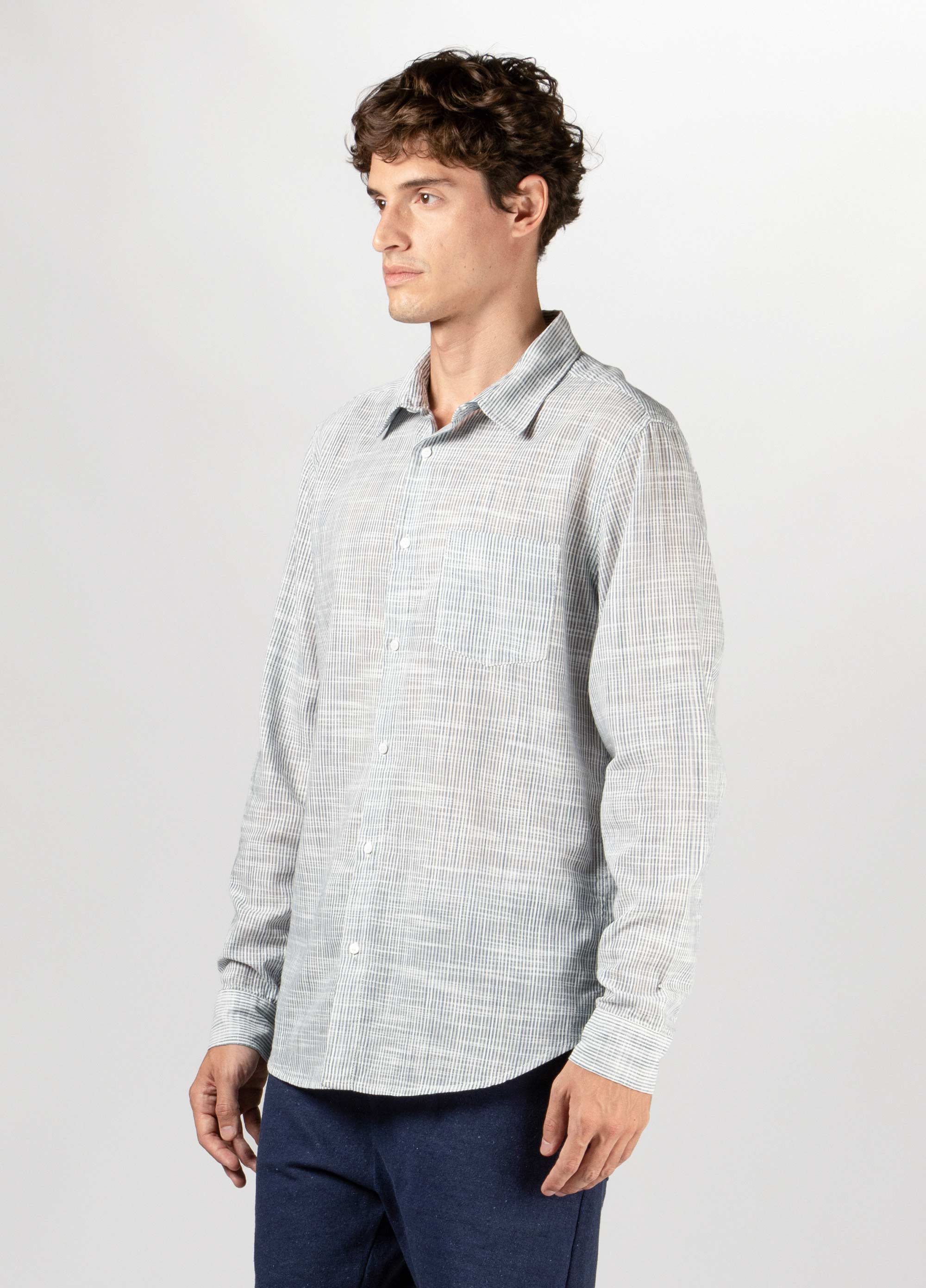 Mens striped rough ls shirt