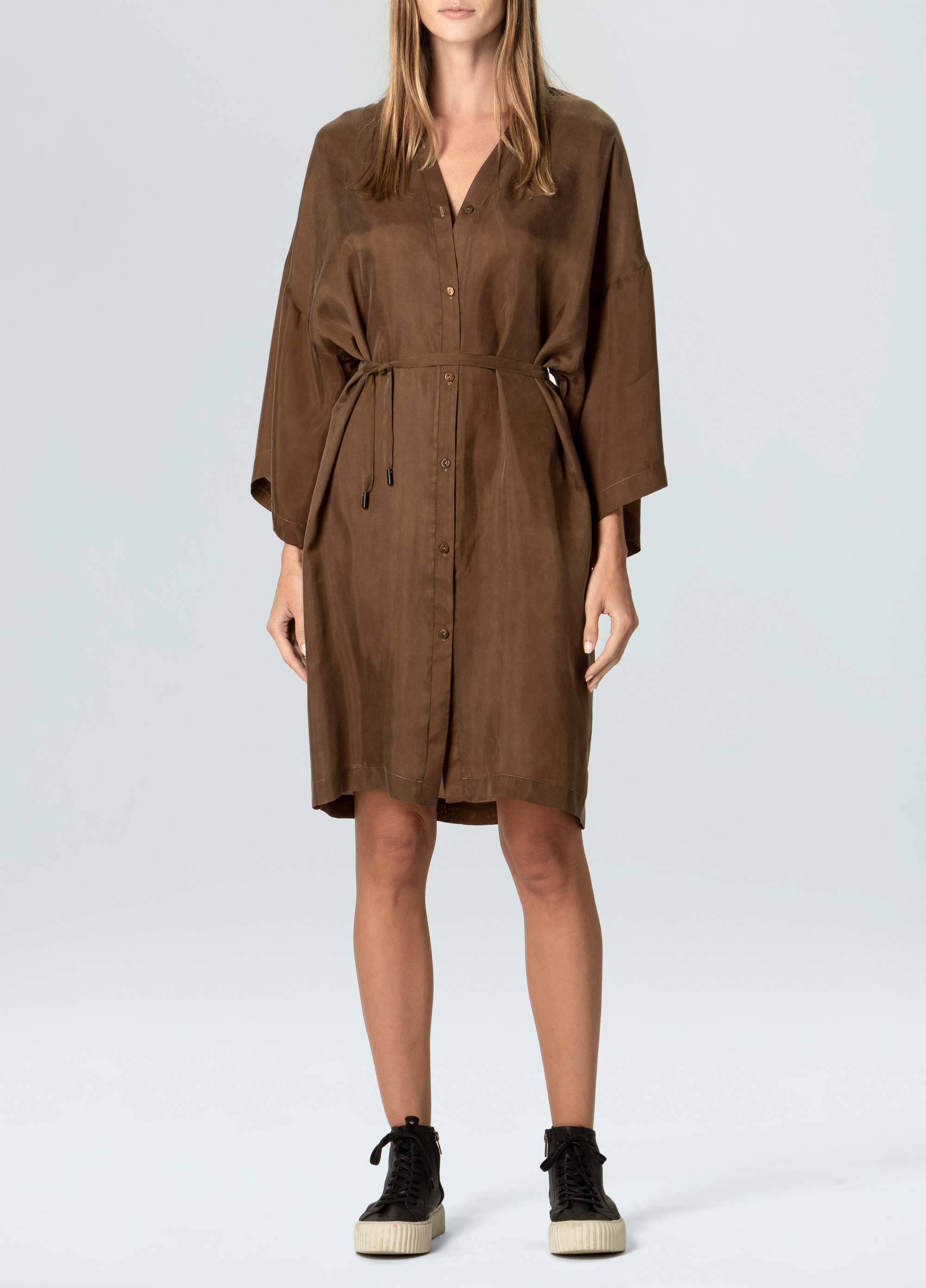 Womens envelope cupro dress