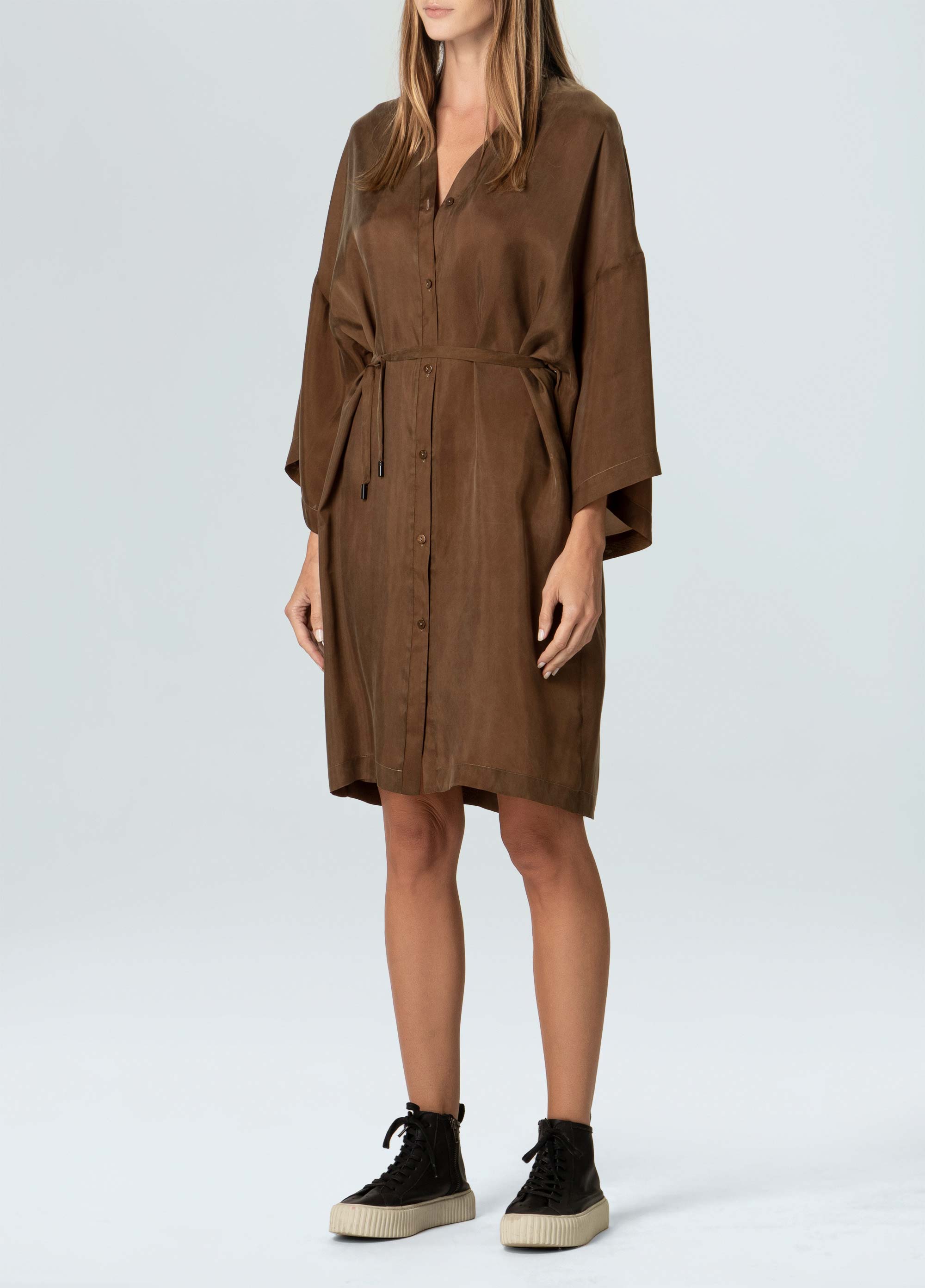 Womens envelope cupro dress
