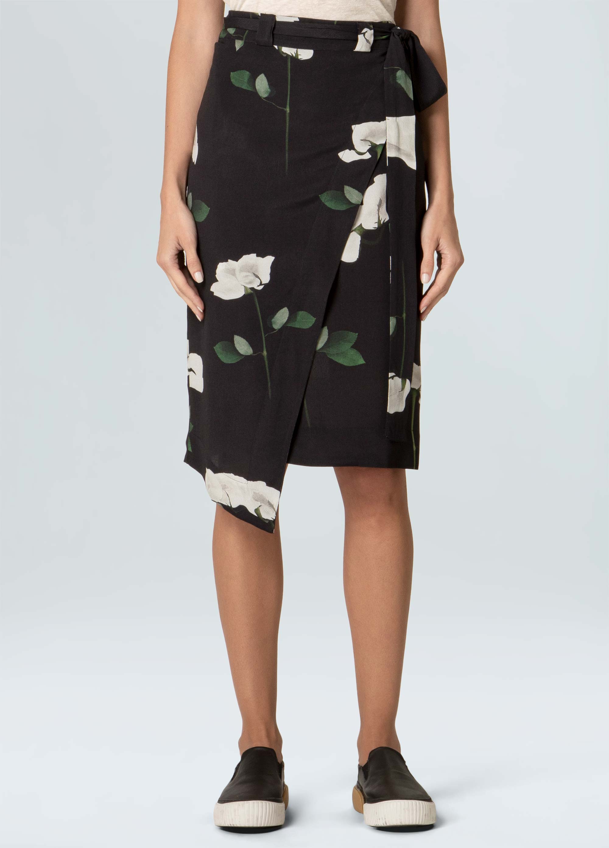 Rose glitch tie skirt