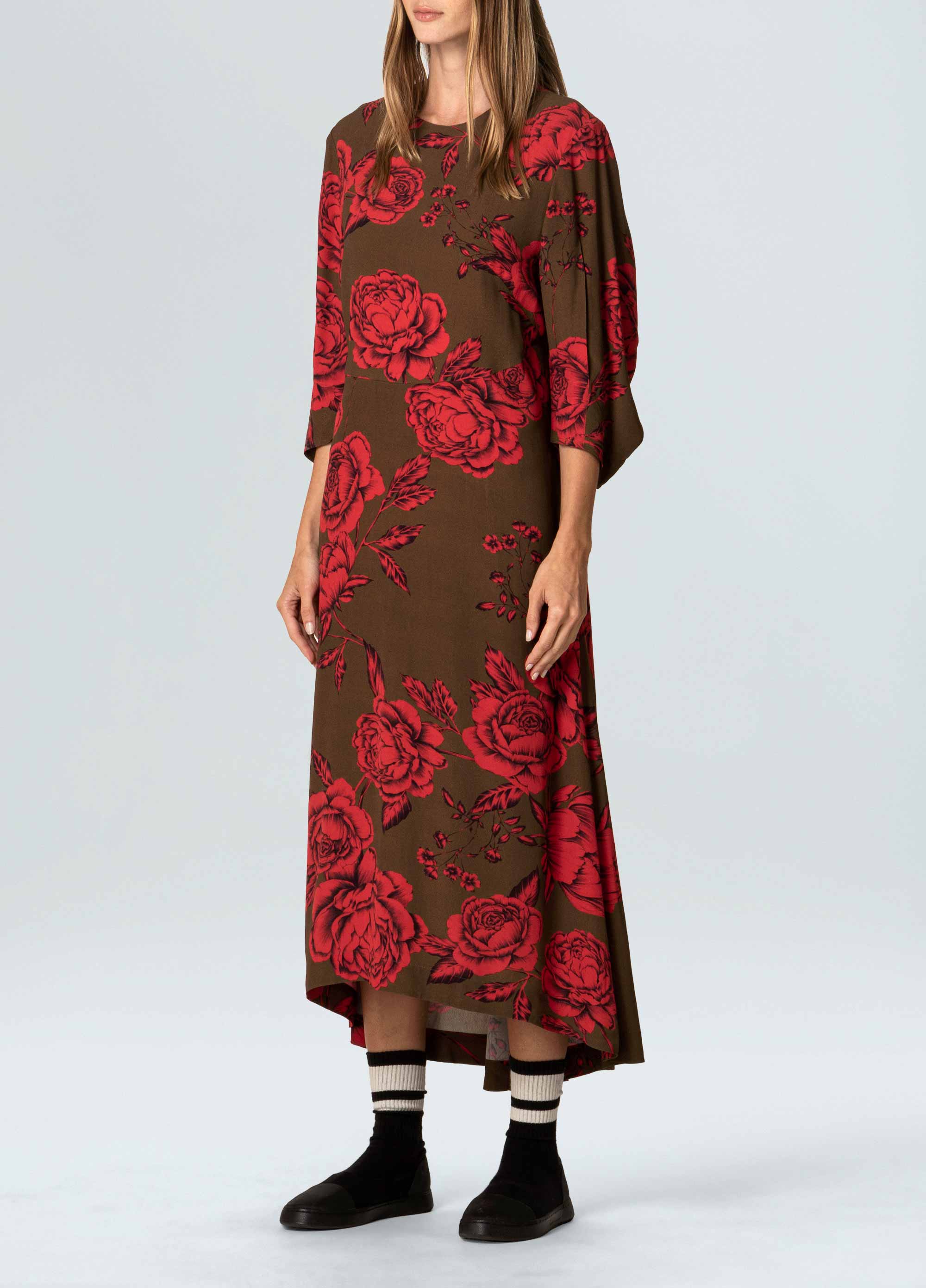 Pink red MIDI dress