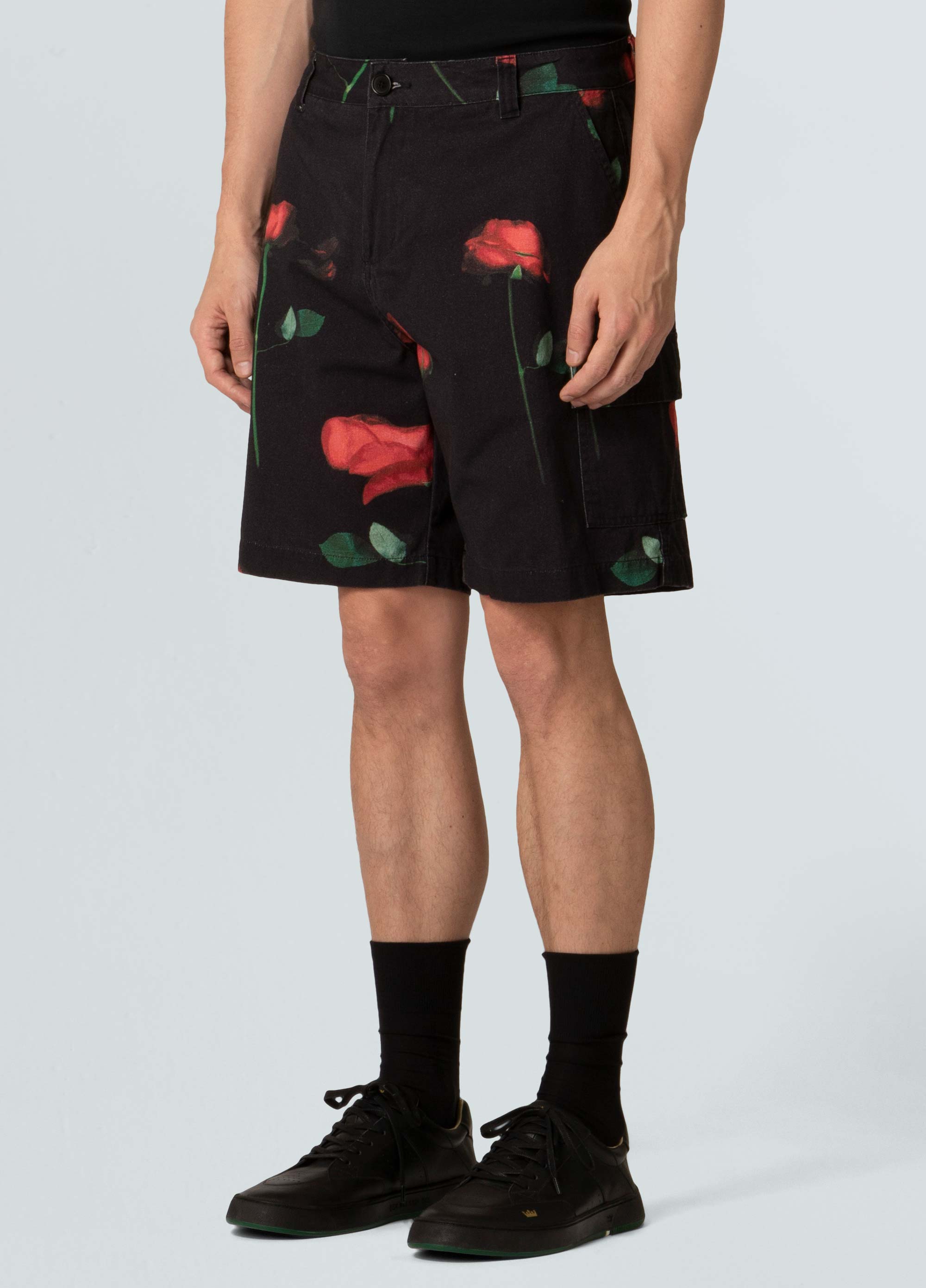 Mens rose red glitch cargo shorts