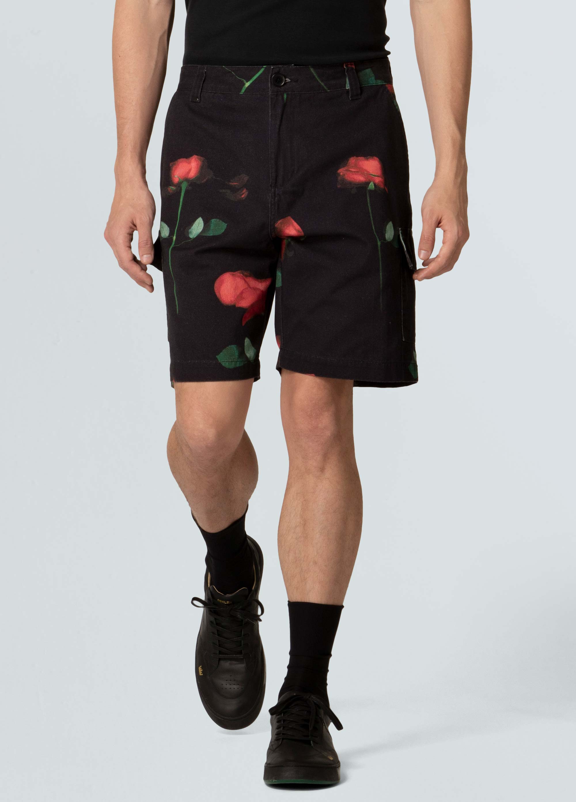Mens rose red glitch cargo shorts