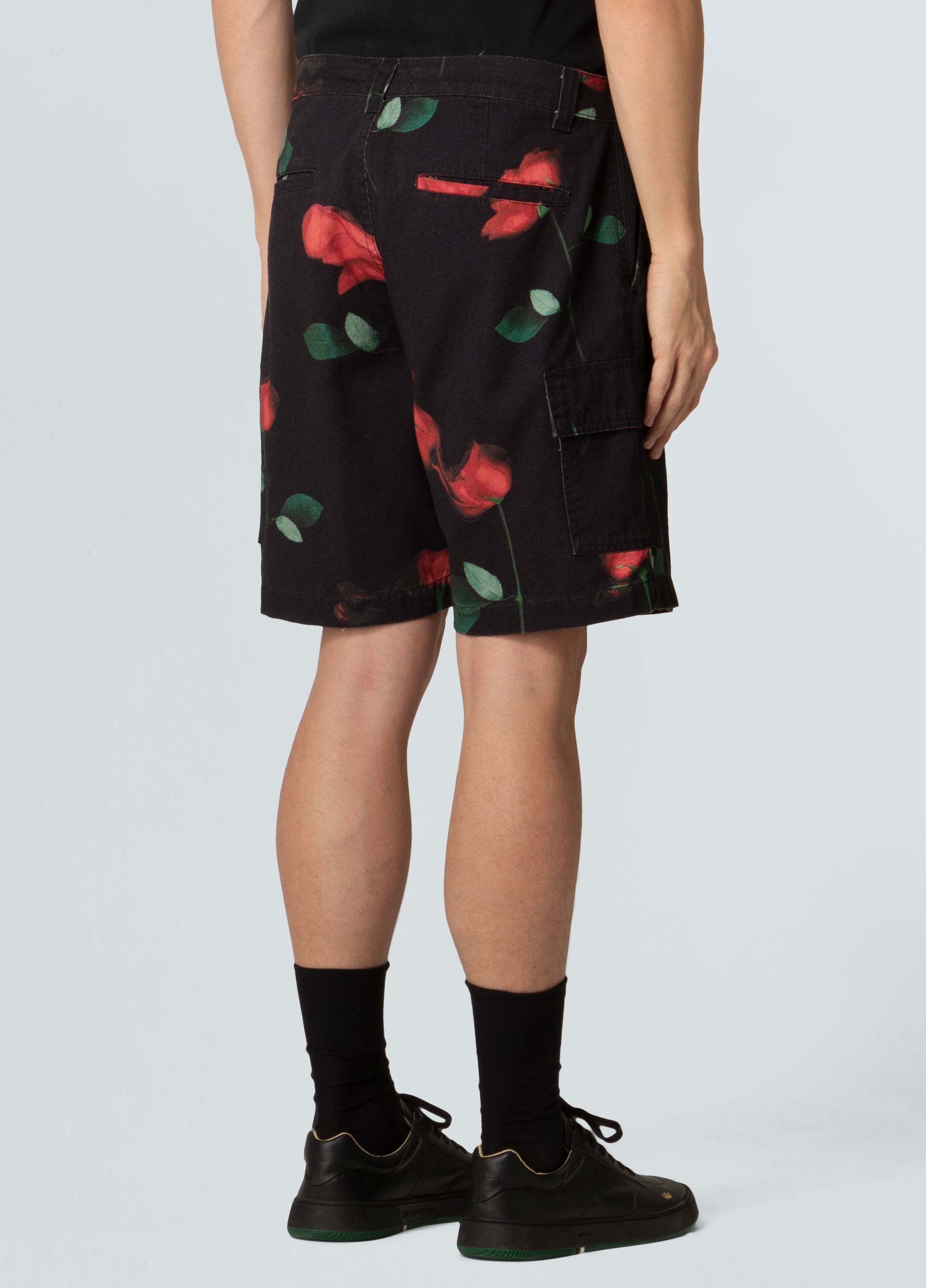 Mens rose red glitch cargo shorts