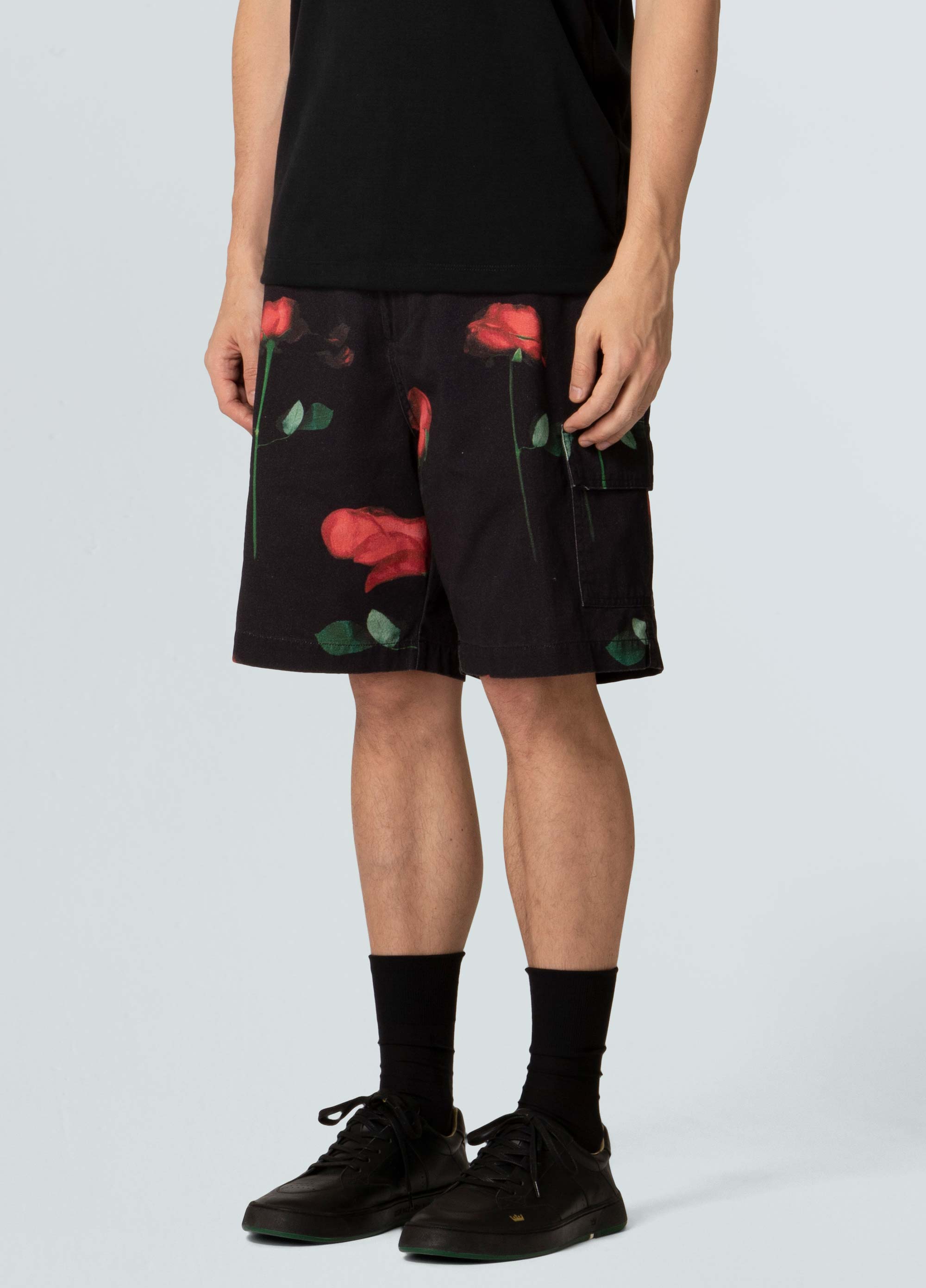 Mens rose red glitch cargo shorts