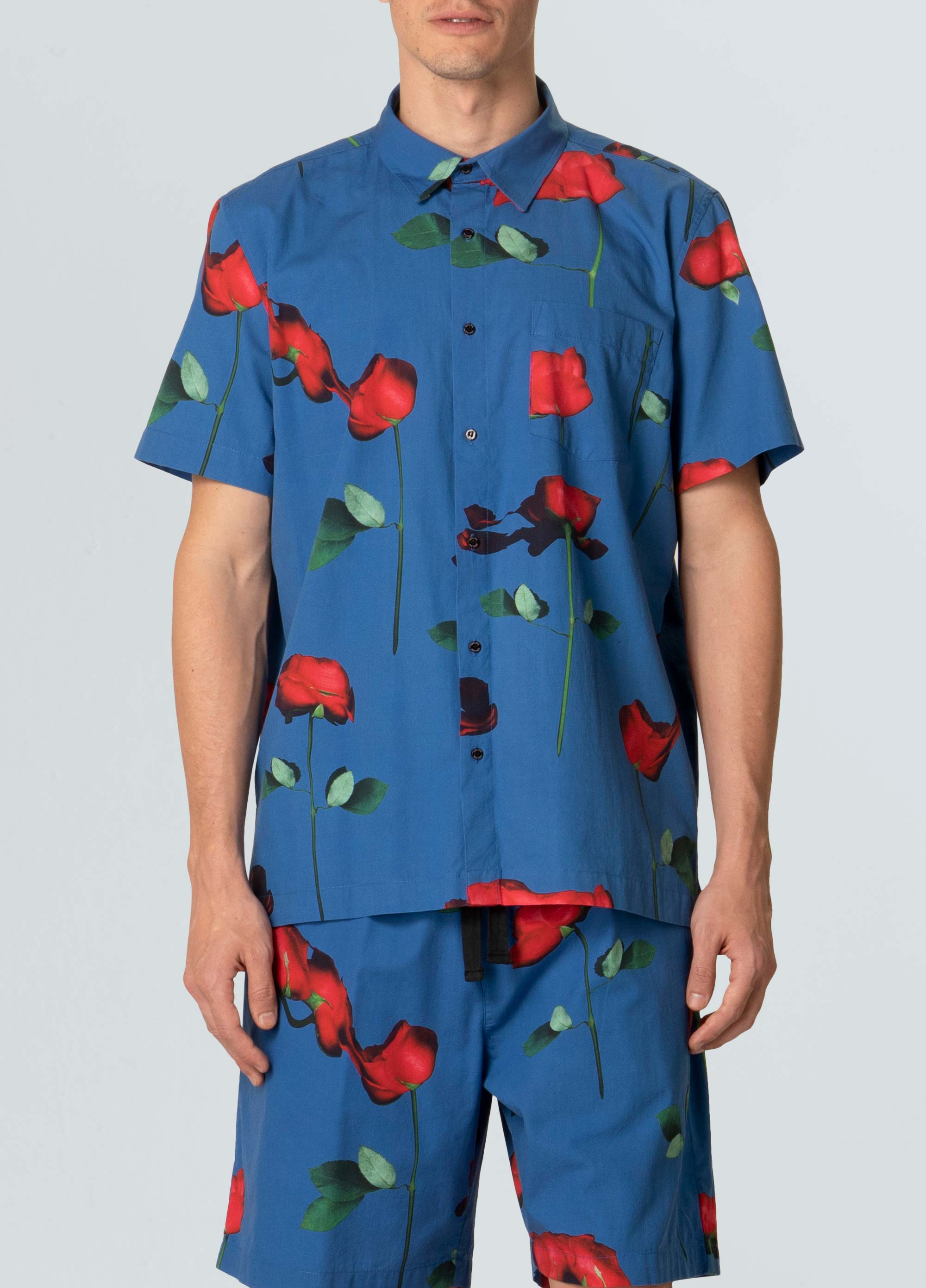 Mens short-sleeved rose glitch shirt