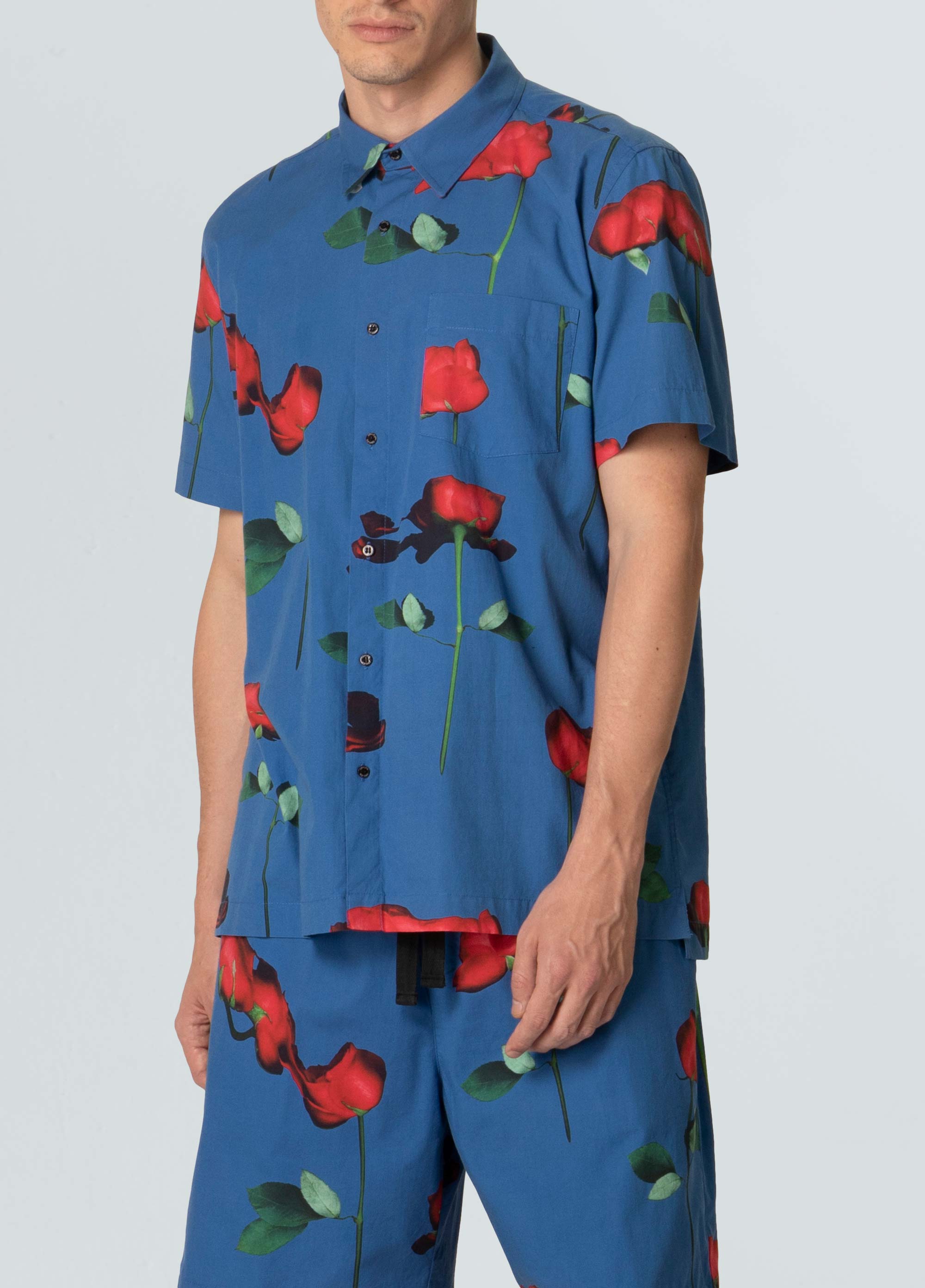 Mens short-sleeved rose glitch shirt