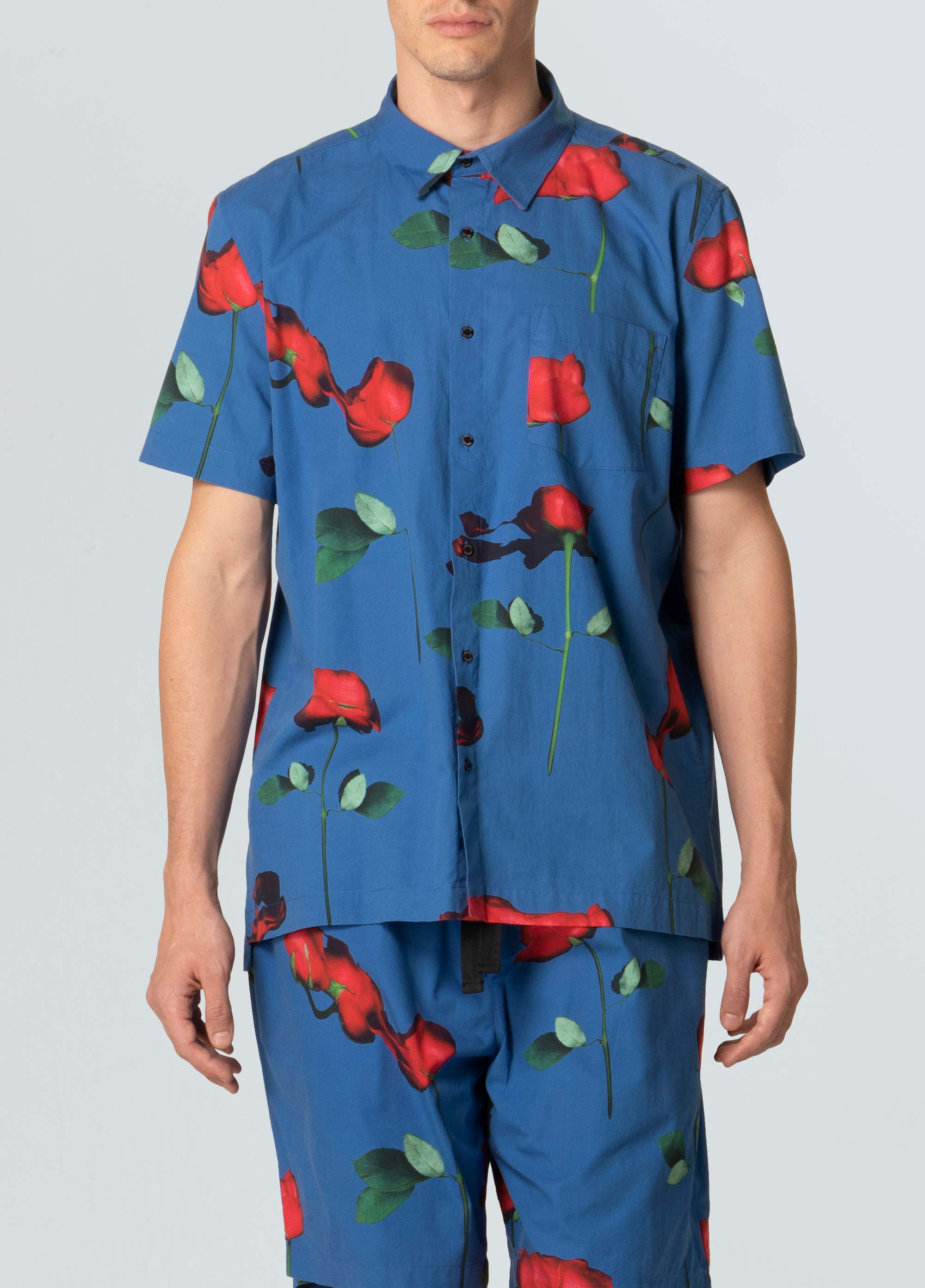 Mens short-sleeved rose glitch shirt