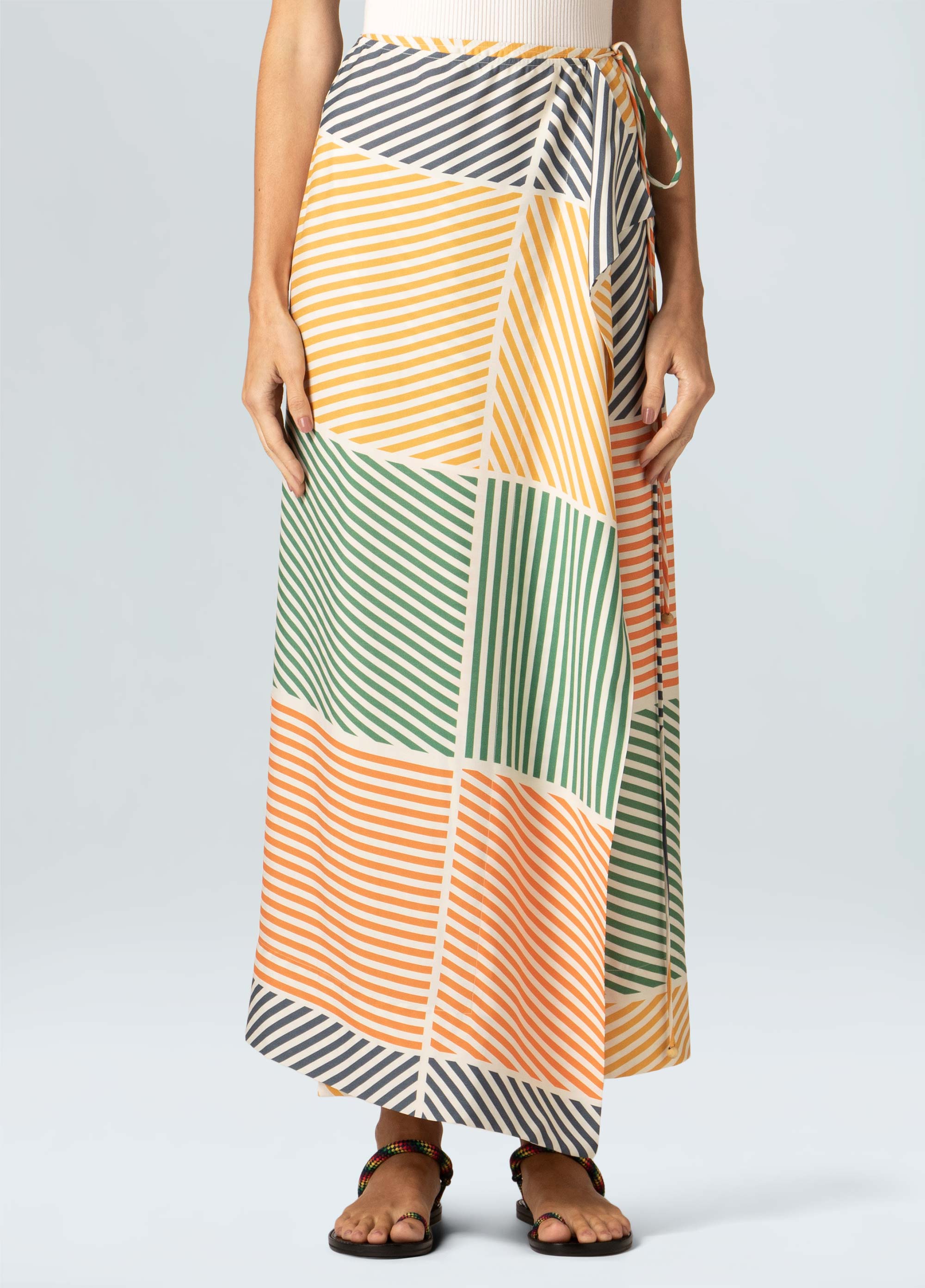 Rotation stripes MIDI skirt