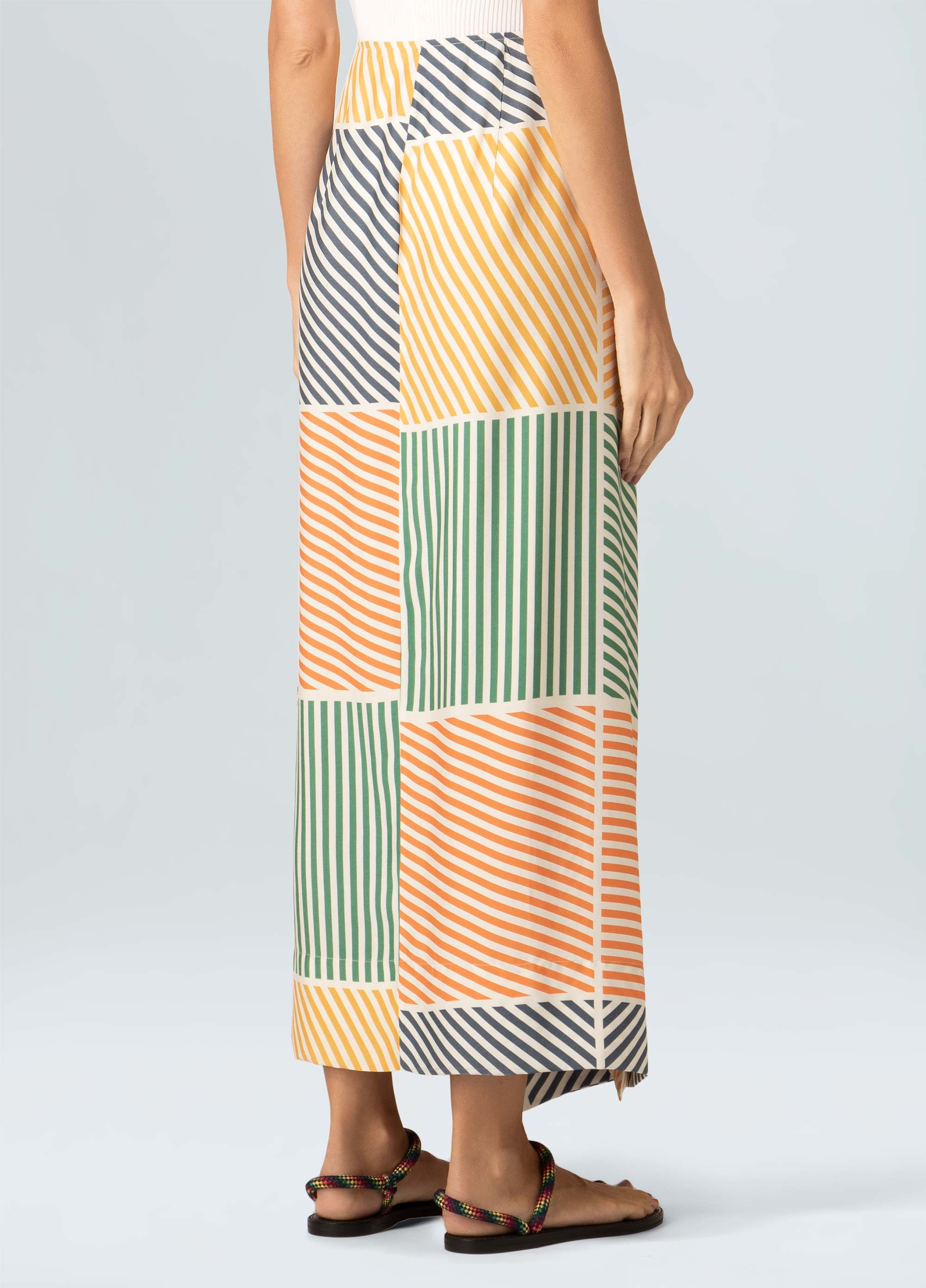 Rotation stripes MIDI skirt