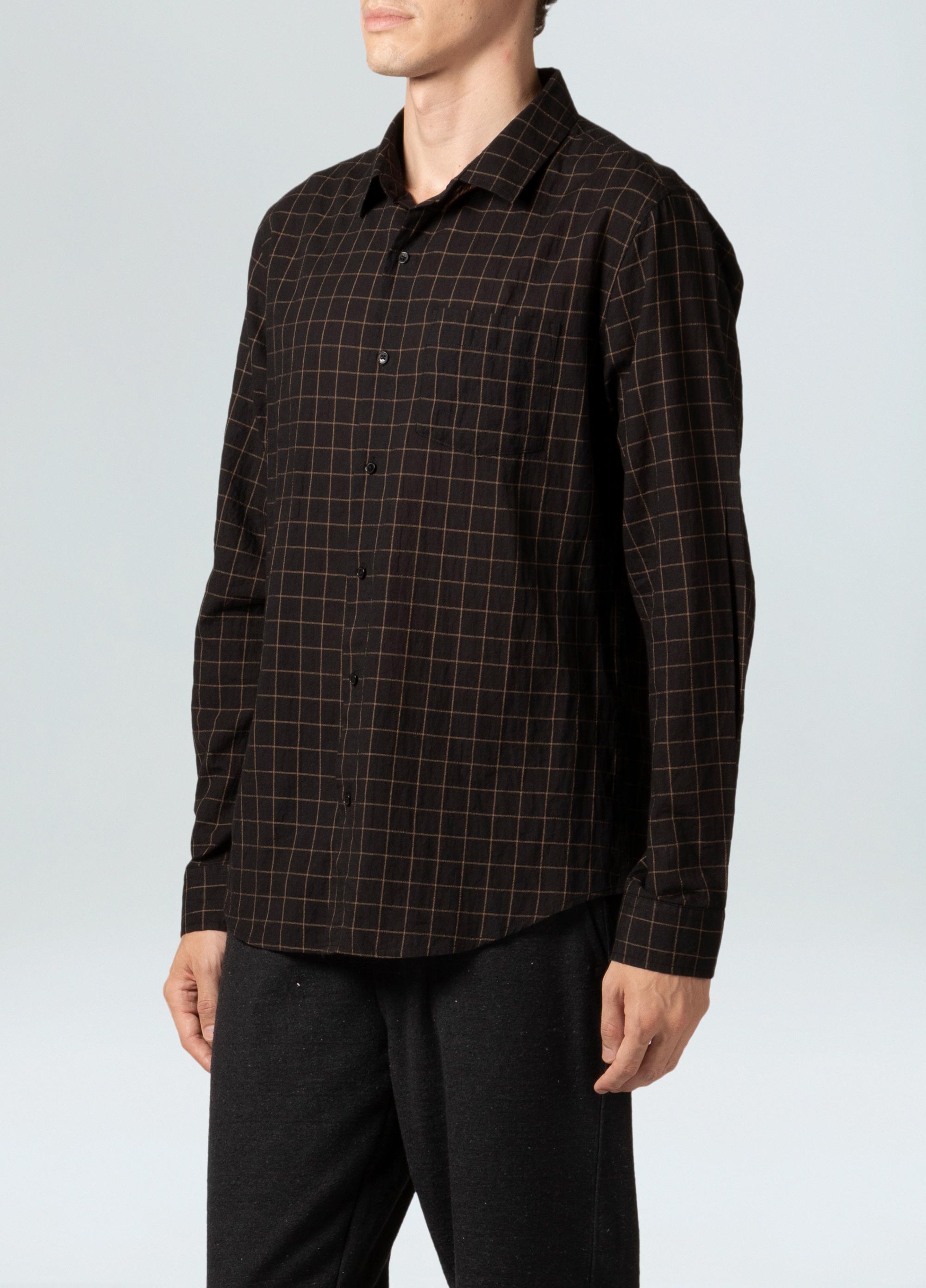 Mens wrinkled grid shirt (ls)