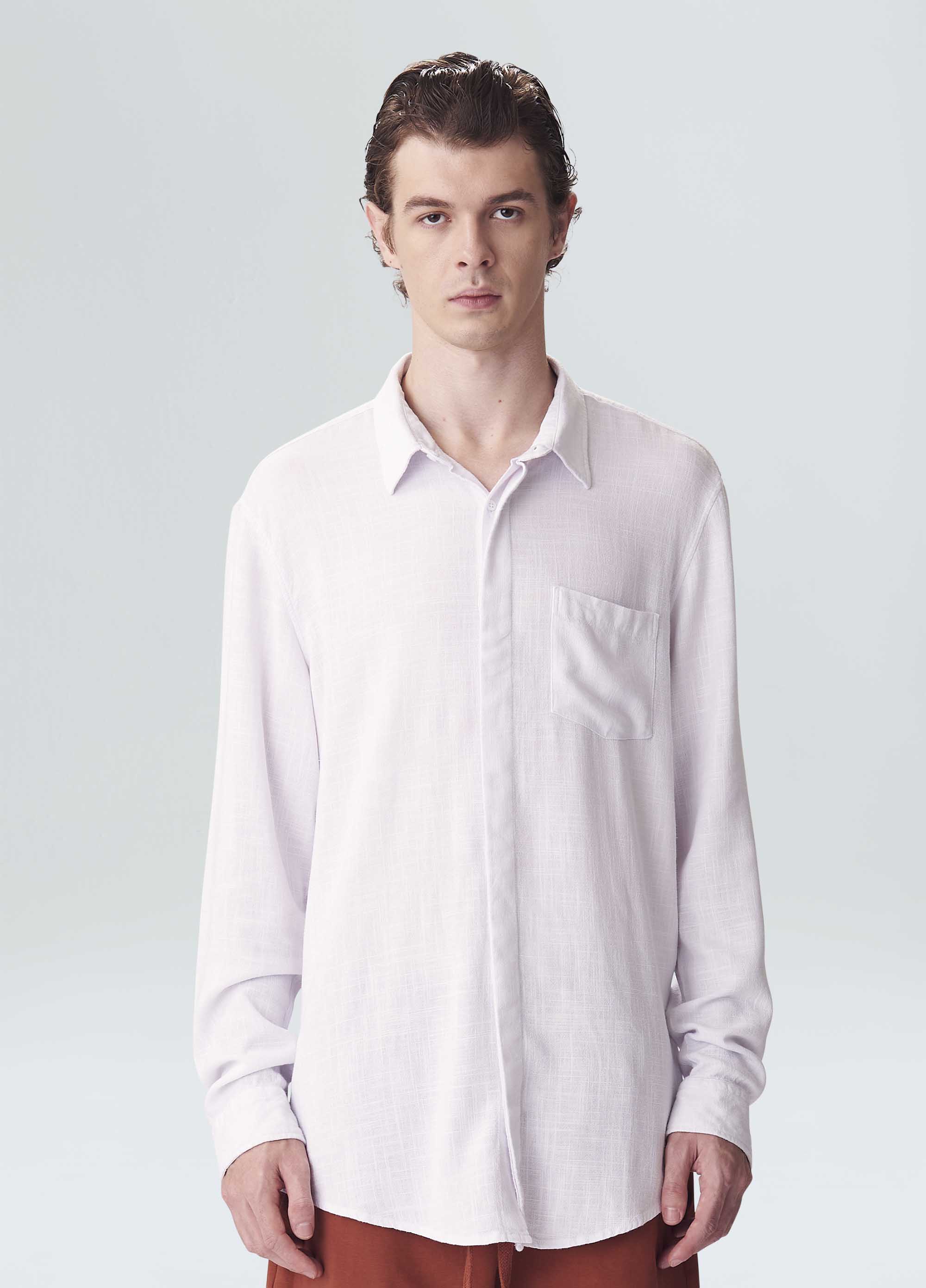 Osklen men slant linen shirt (ls)