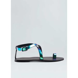 Sandalia flat straps holografica