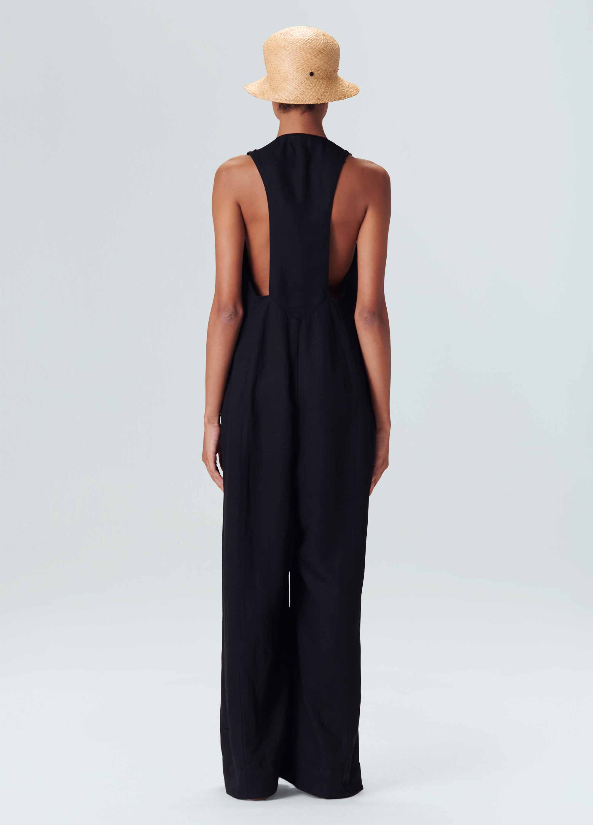 V-neck linen jumpsuit