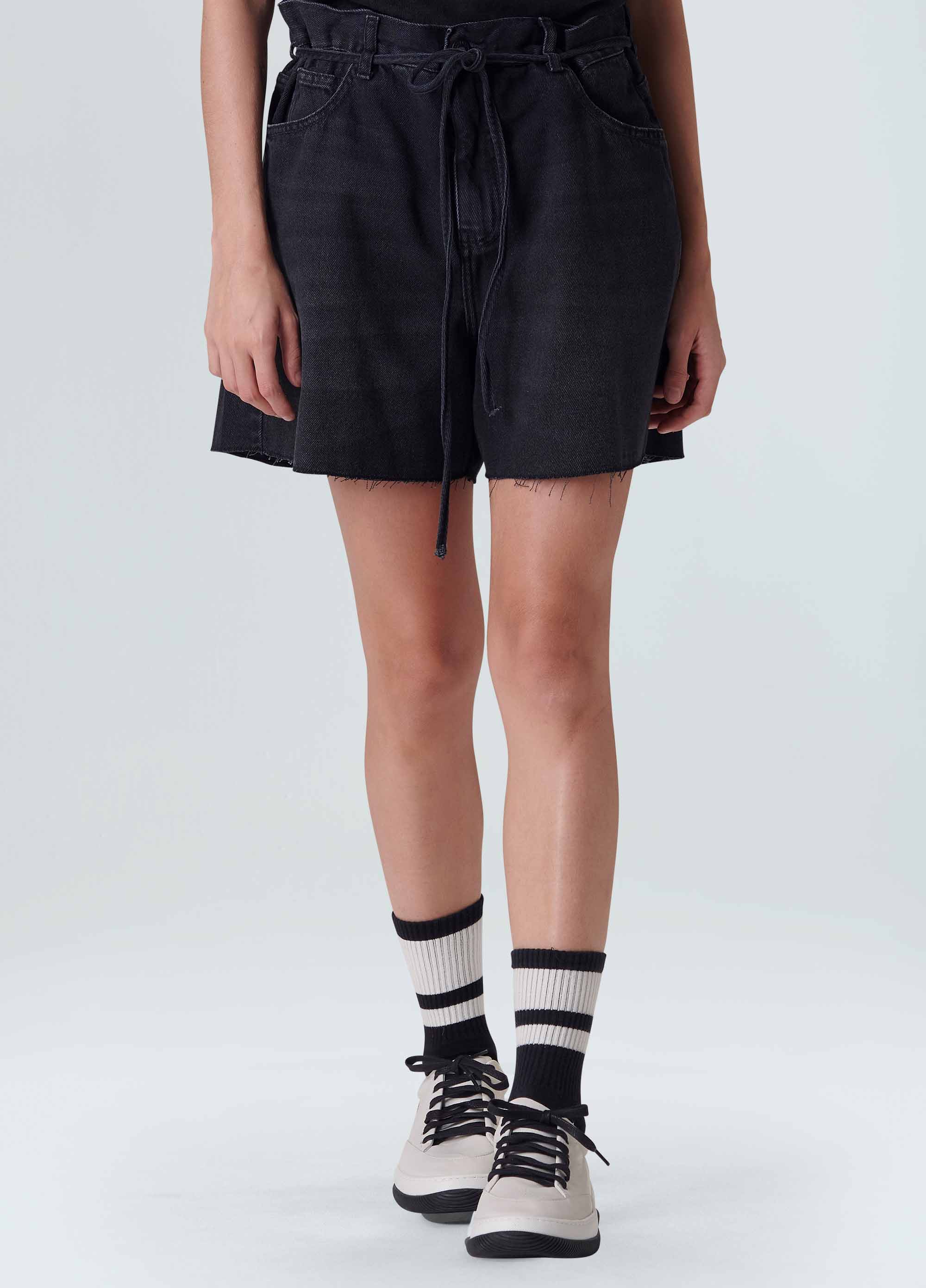 Oversizex washed black jeans shorts