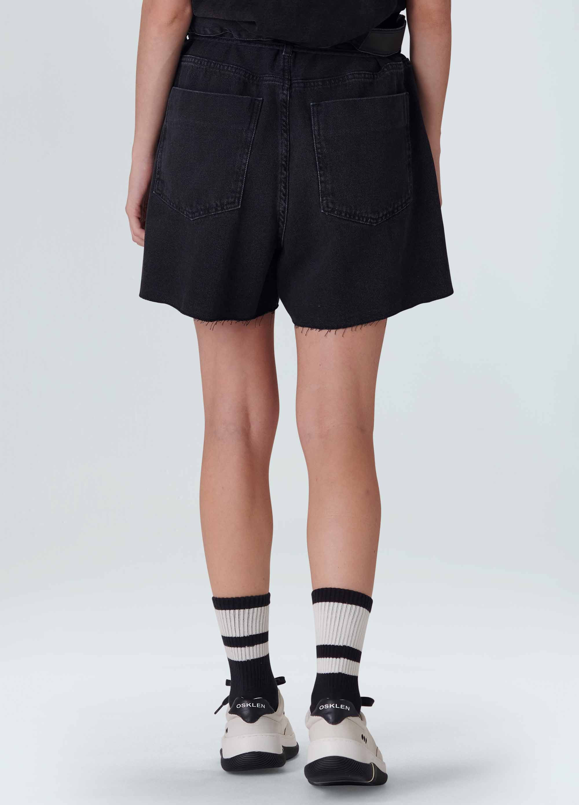 Oversizex washed black jeans shorts