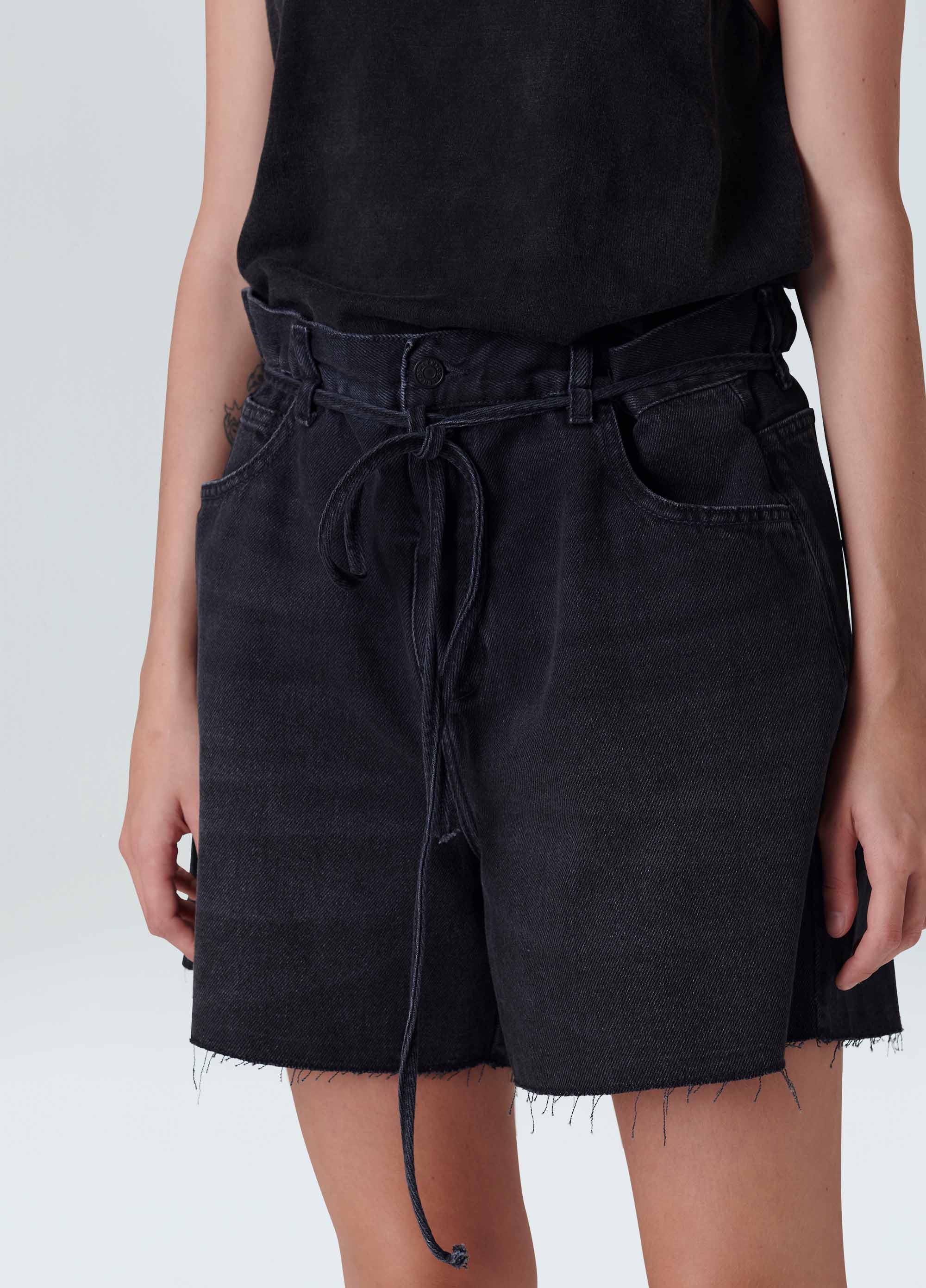 Oversizex washed black jeans shorts