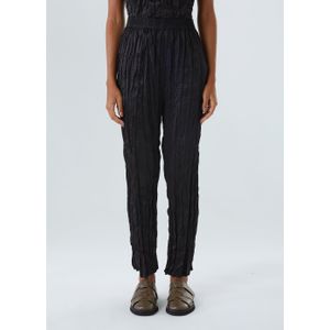 Wrinkled satin double face pants