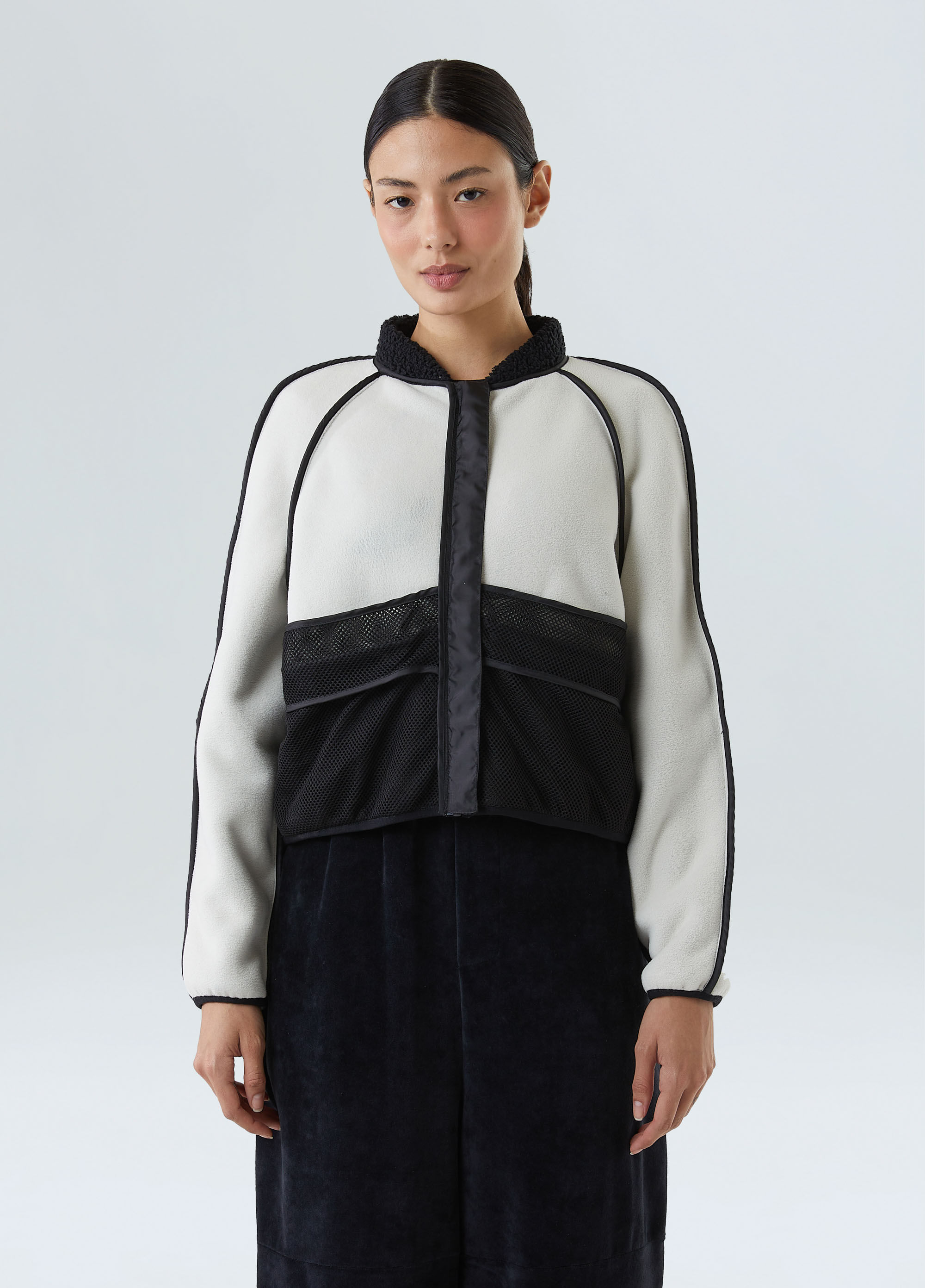 casaco curto fleece double face
