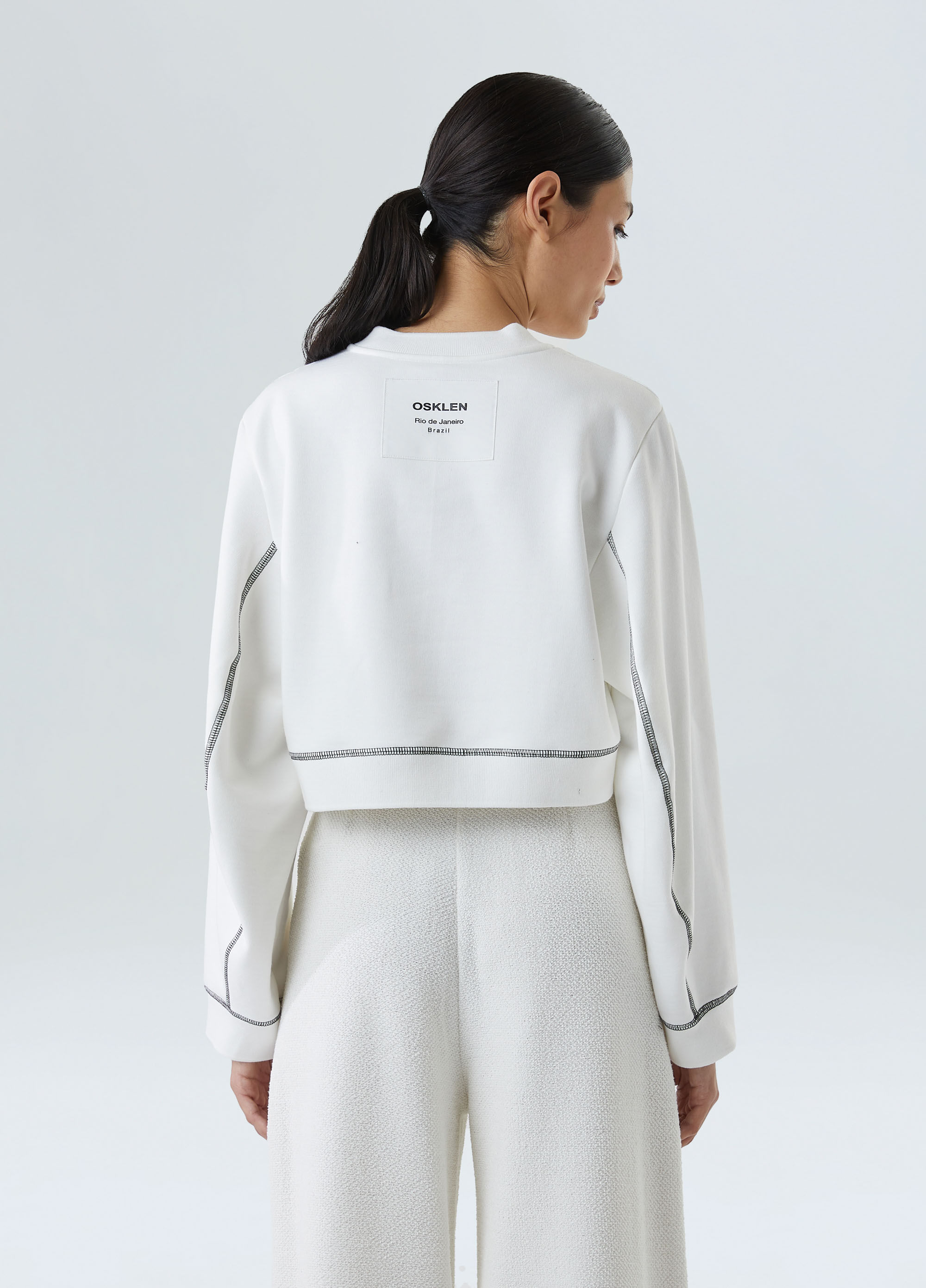 Cropped wide sleeve backstitched coat
