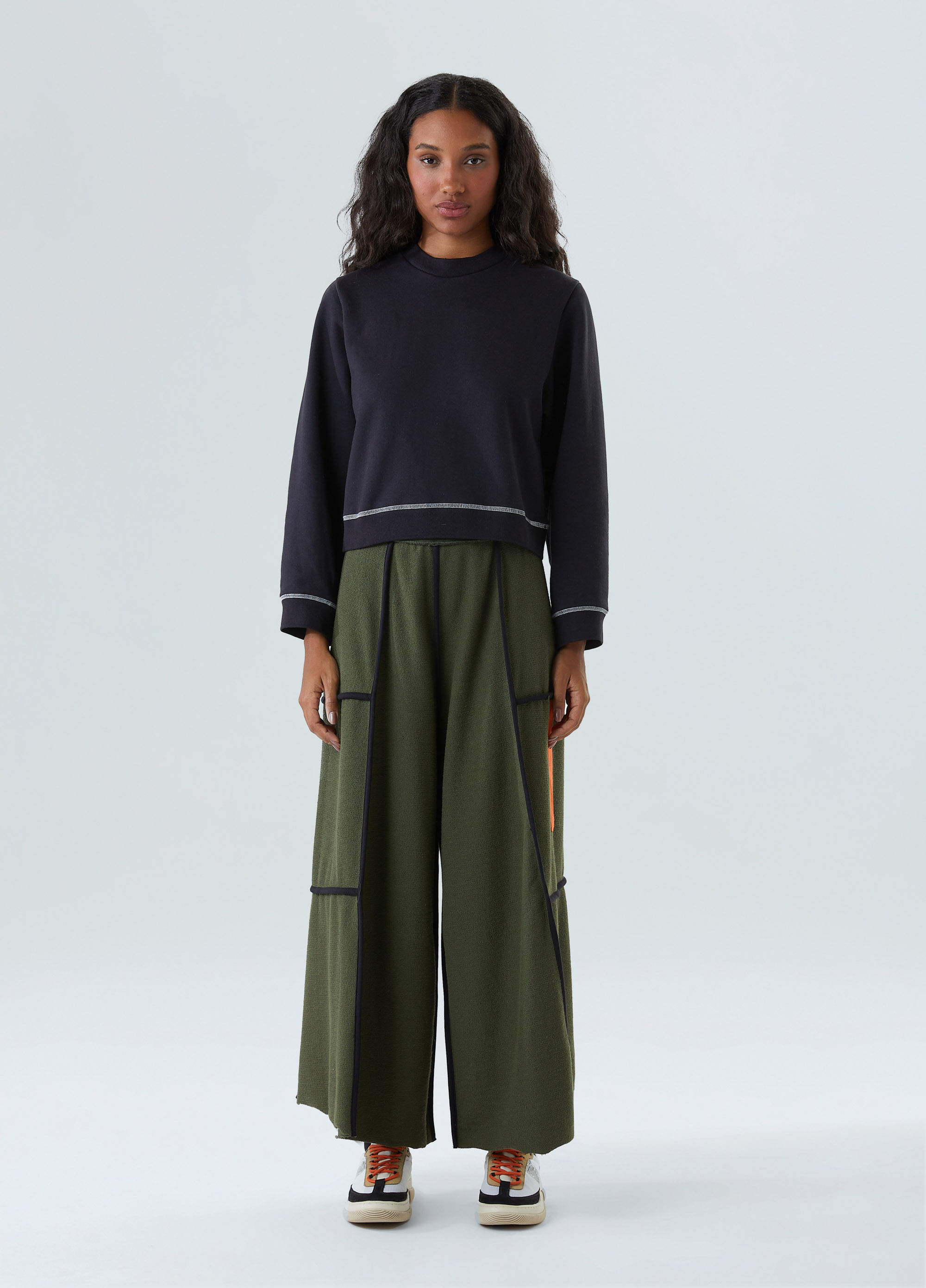 Wide sleeve backstitched coat