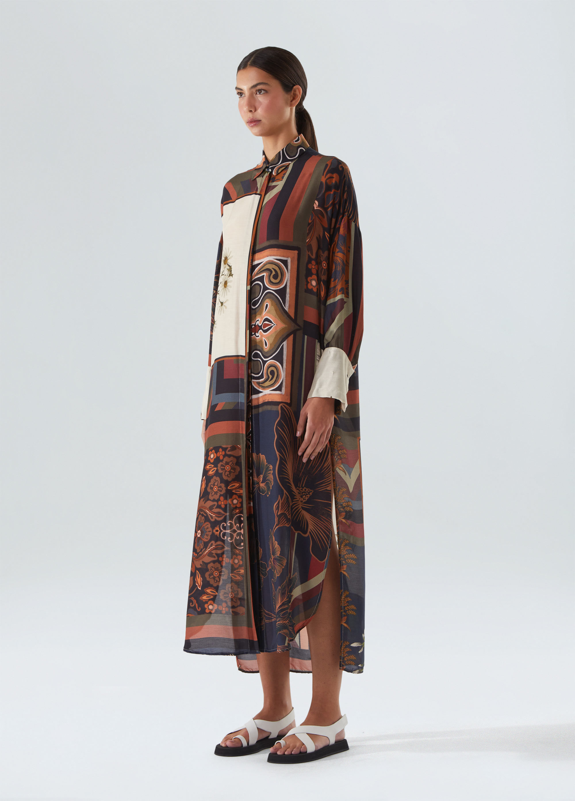 Patchwork shirt dress