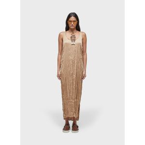 Wrinkled satin tank dress