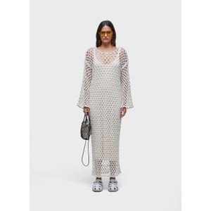 Long-sleeve open knit dress