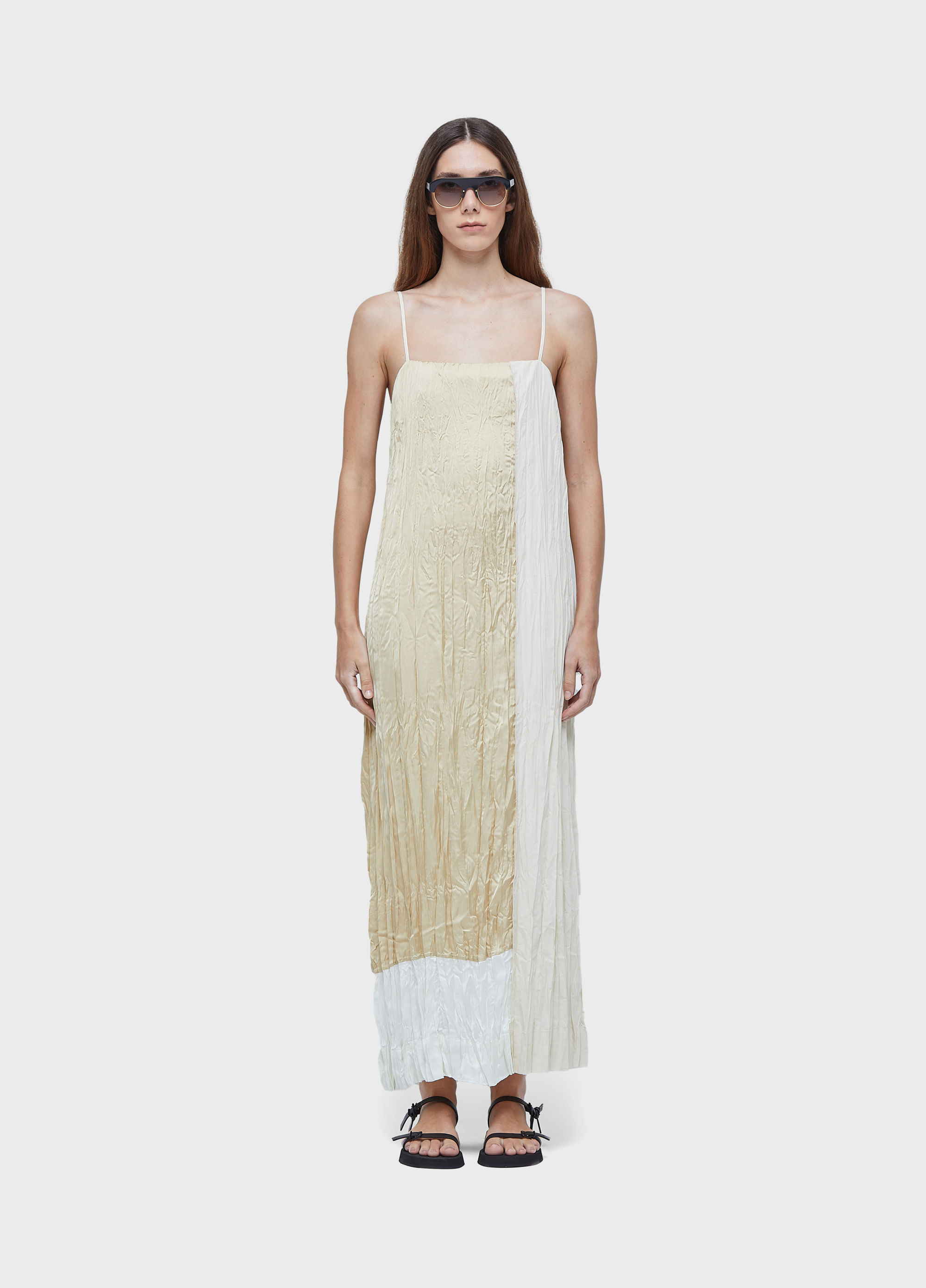 VESTIDO ALCAS WRINKLED SATIN TRICOLINE