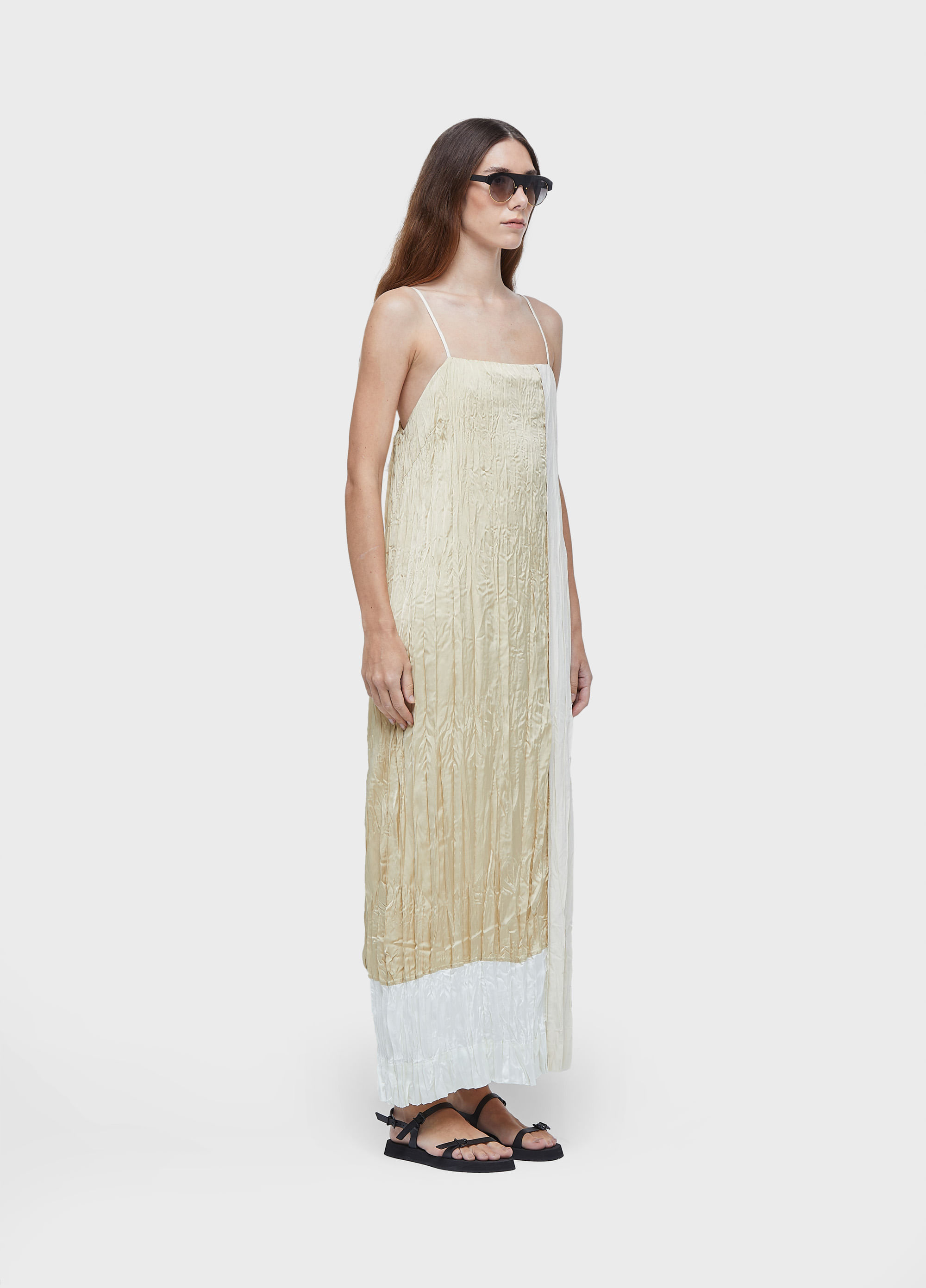 VESTIDO ALCAS WRINKLED SATIN TRICOLINE