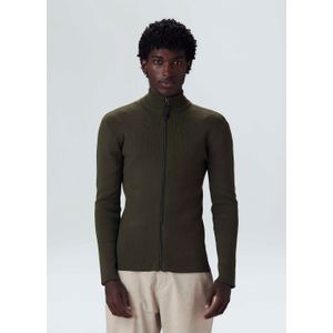 Zippered cotton knit sweater