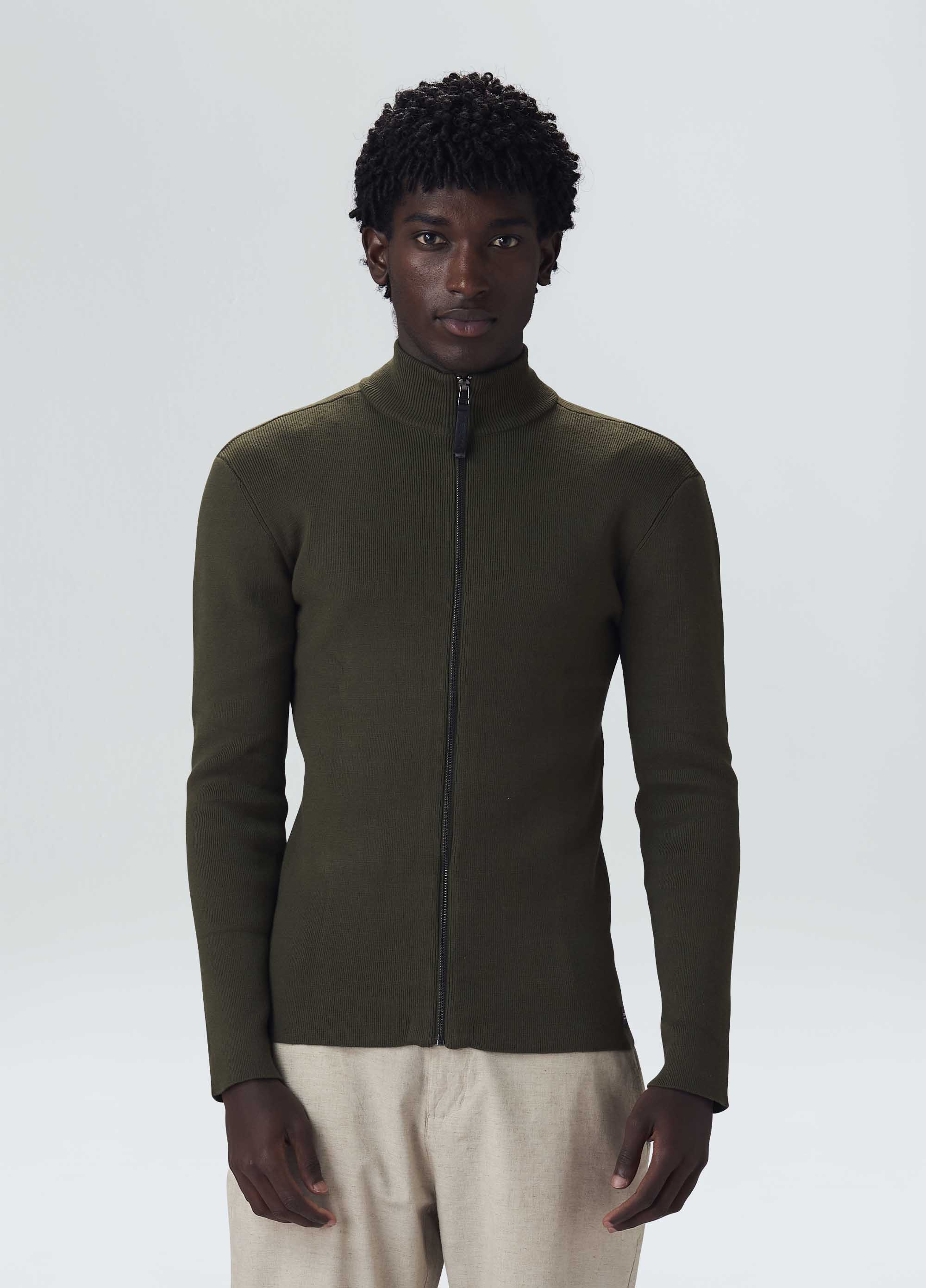 sweater tricot zipped cotton