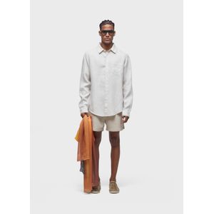 Fluid linen pleated shorts