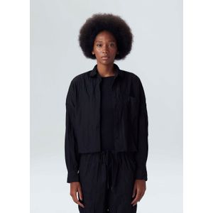 Wrinkled tricoline cropped shirt