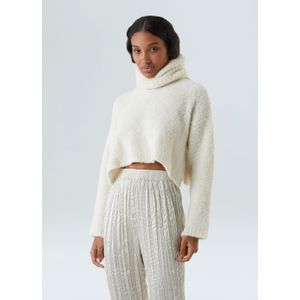 Maxi collar tricot knit top