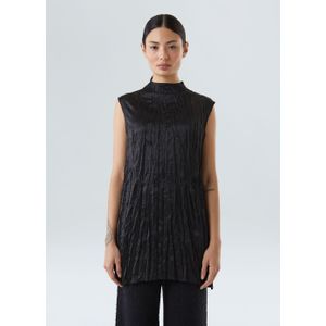 Wrinkled satin double face blouse