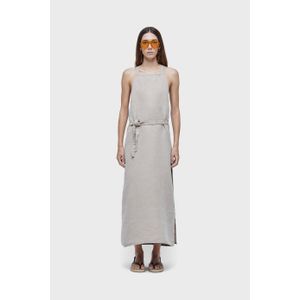 Long double face jute wrap dress