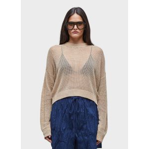 Cork knit long-sleeve blouse
