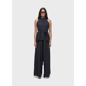 Silk overlay racerback jumpsuit