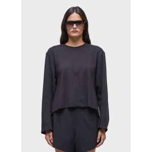 Rustic knit long-sleeve blouse