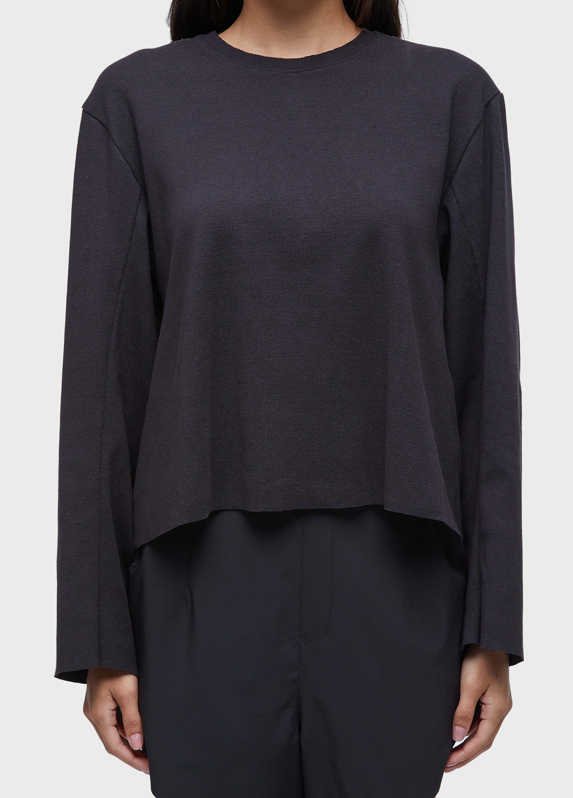 Rustic knit long-sleeve blouse