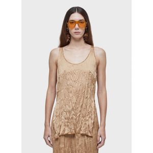 Wrinkled satin tank top