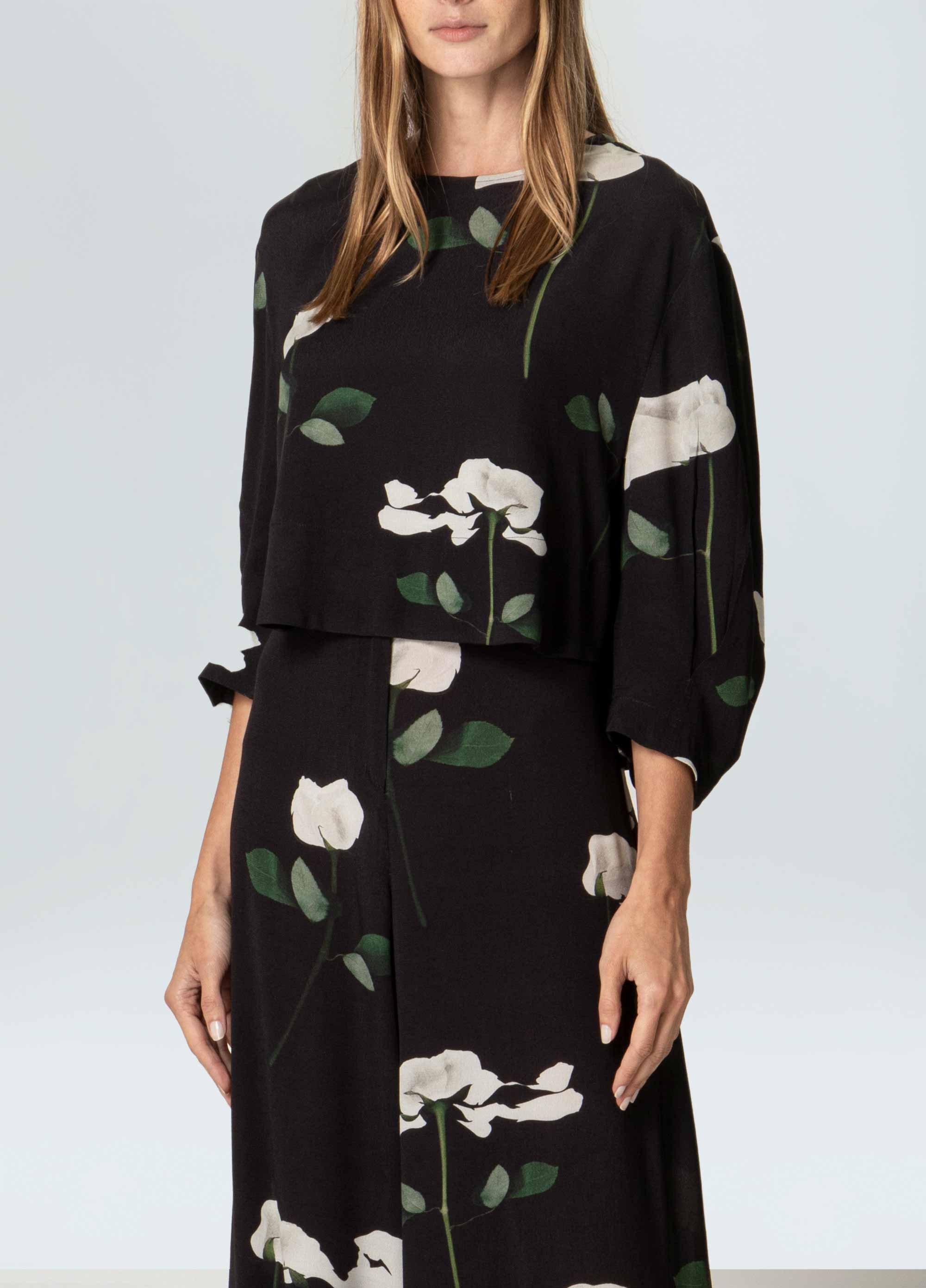 Womens rose glitch off cropped blouse