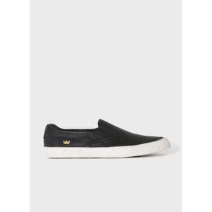 Canvas slip on leather sneakers