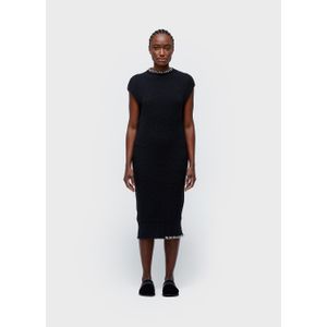 Bouclé knit dress with topstitching