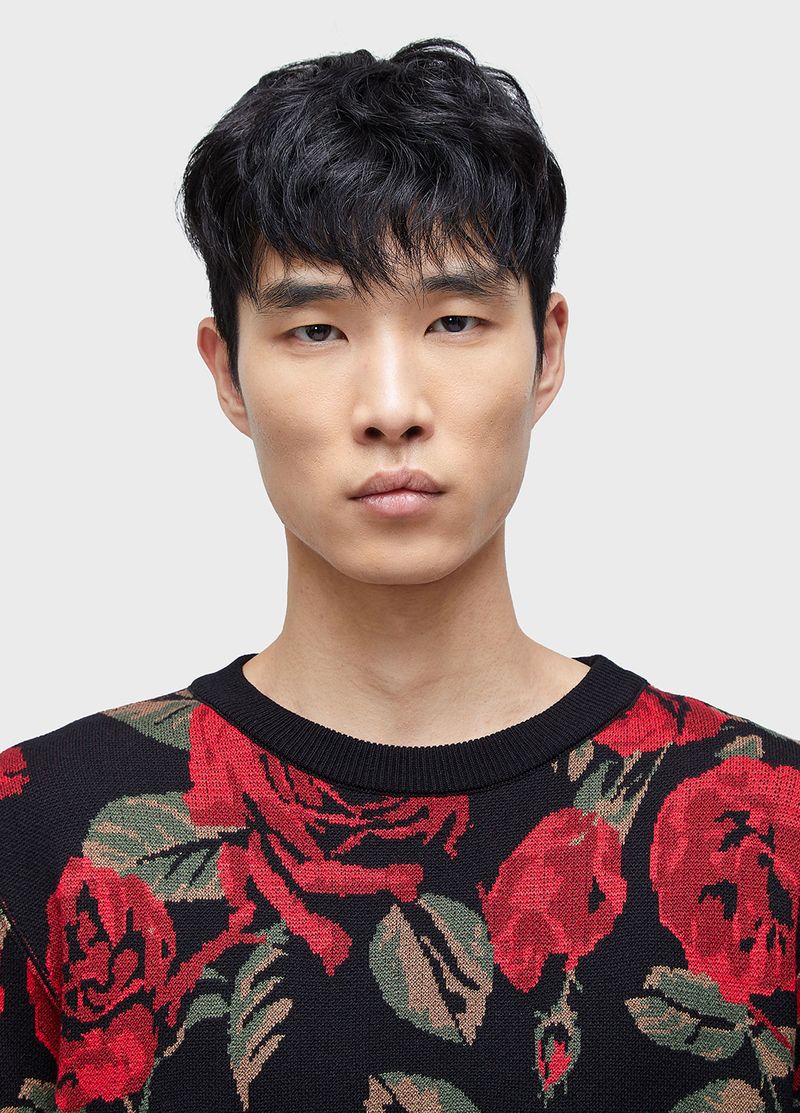 SWEATER TRICOT JACQUARD VINTAGE ROSE