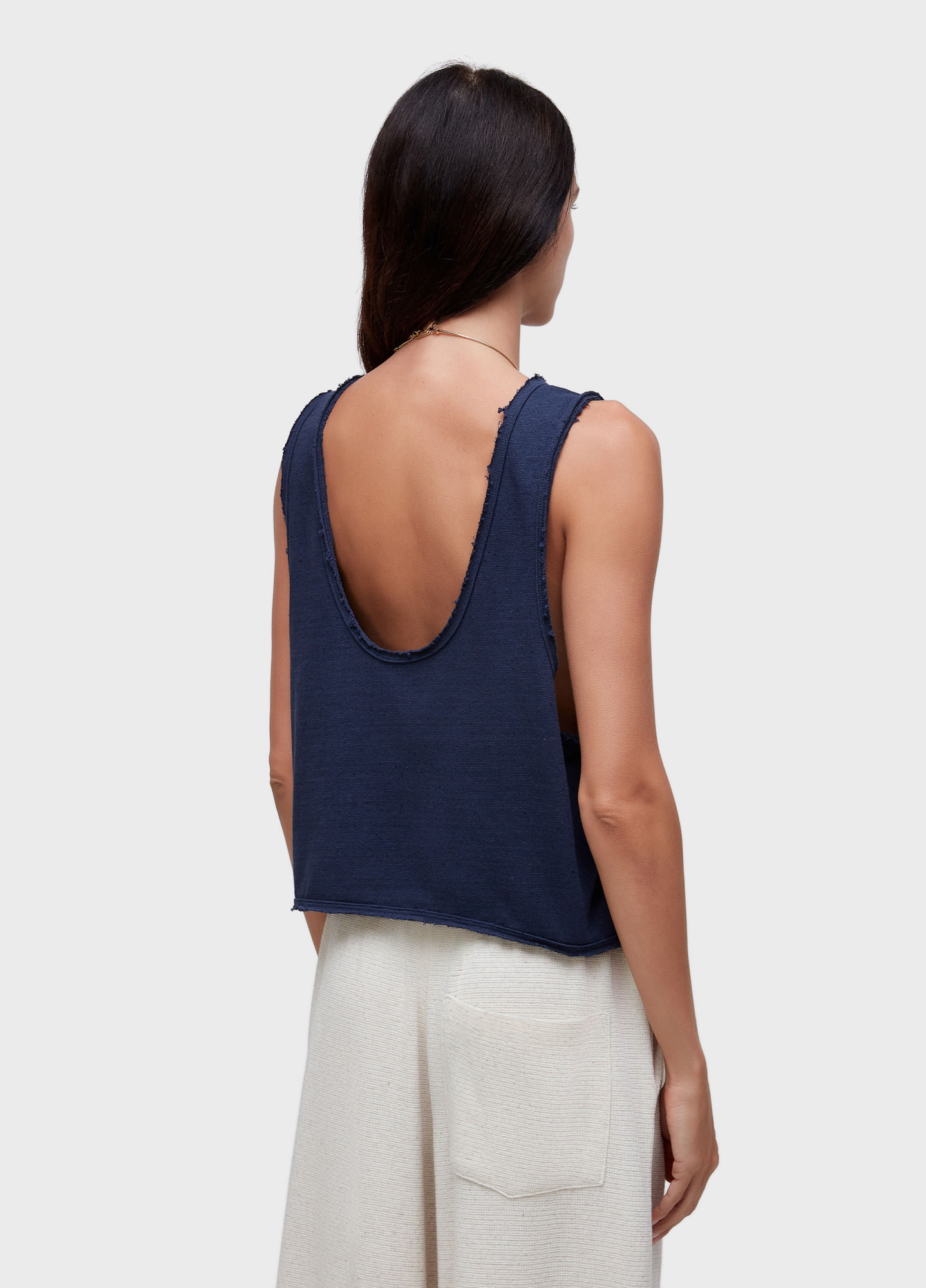 Raw-edge rustic tank top