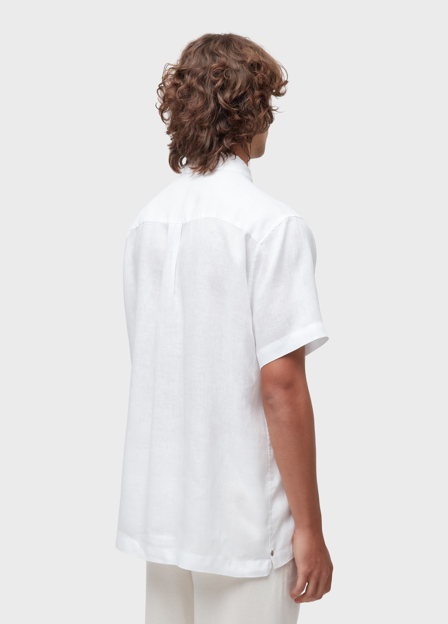 Short-sleeved linen lace shirt