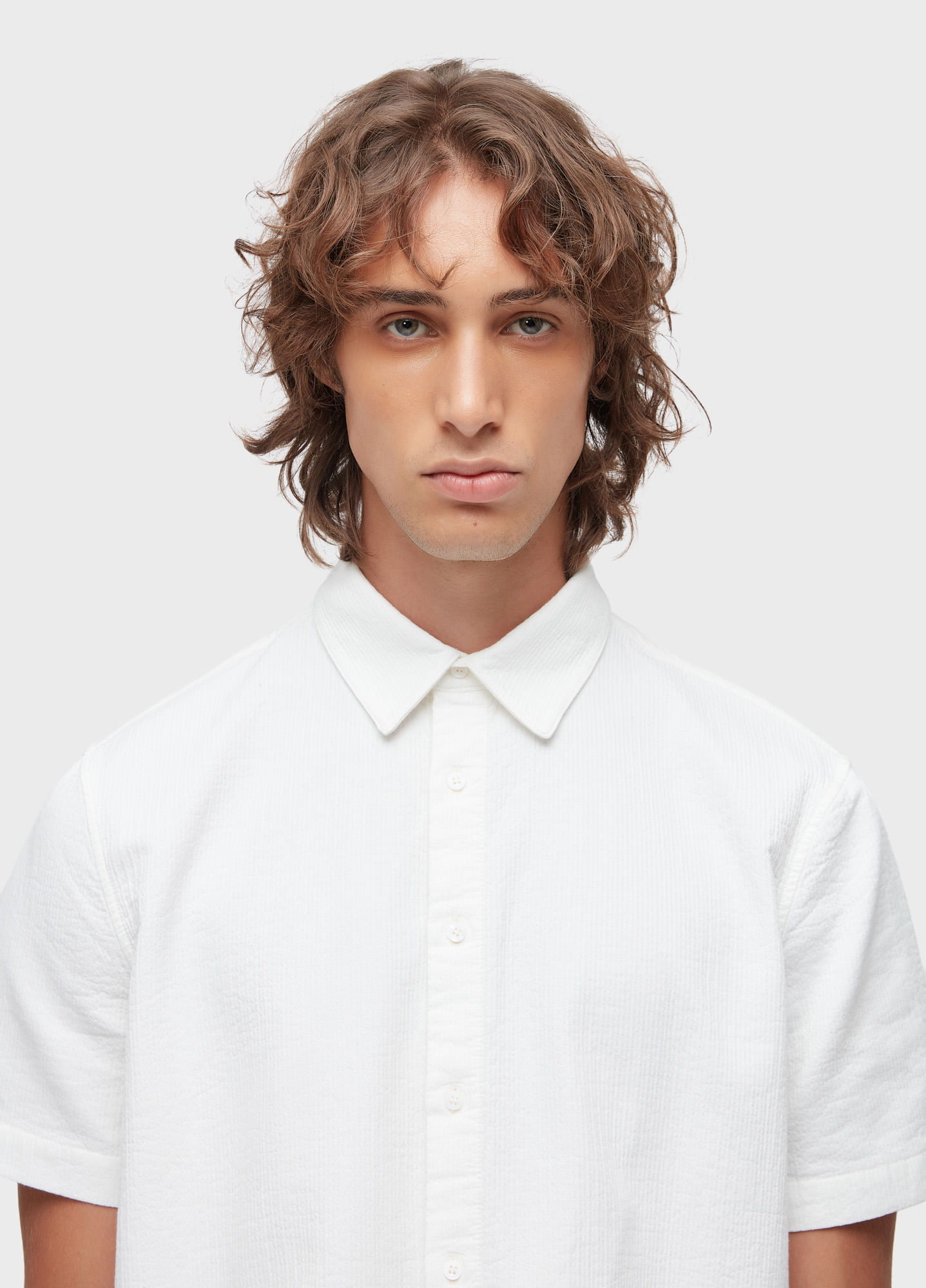 Short-sleeved handmade texture shirt