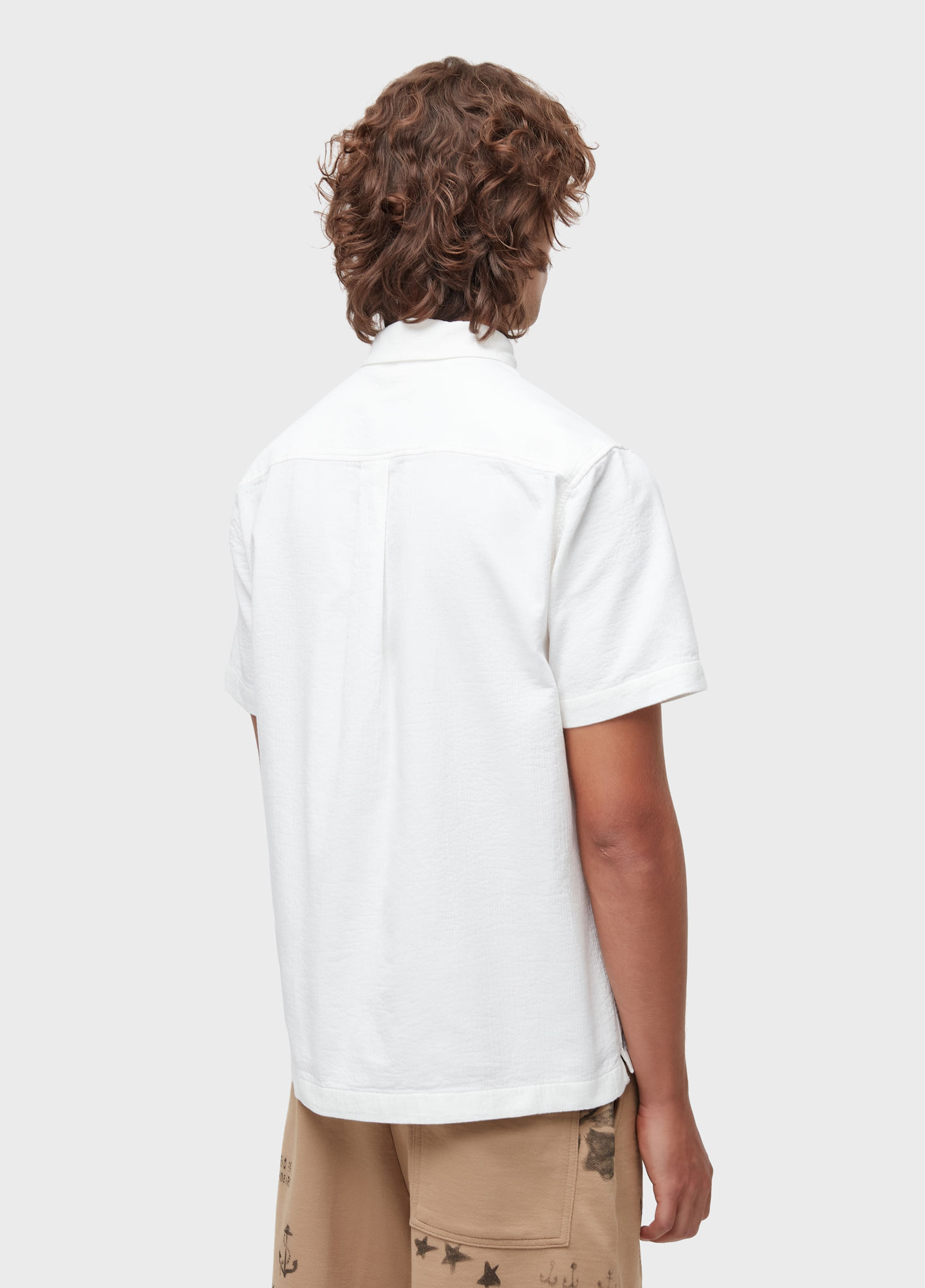 Short-sleeved handmade texture shirt